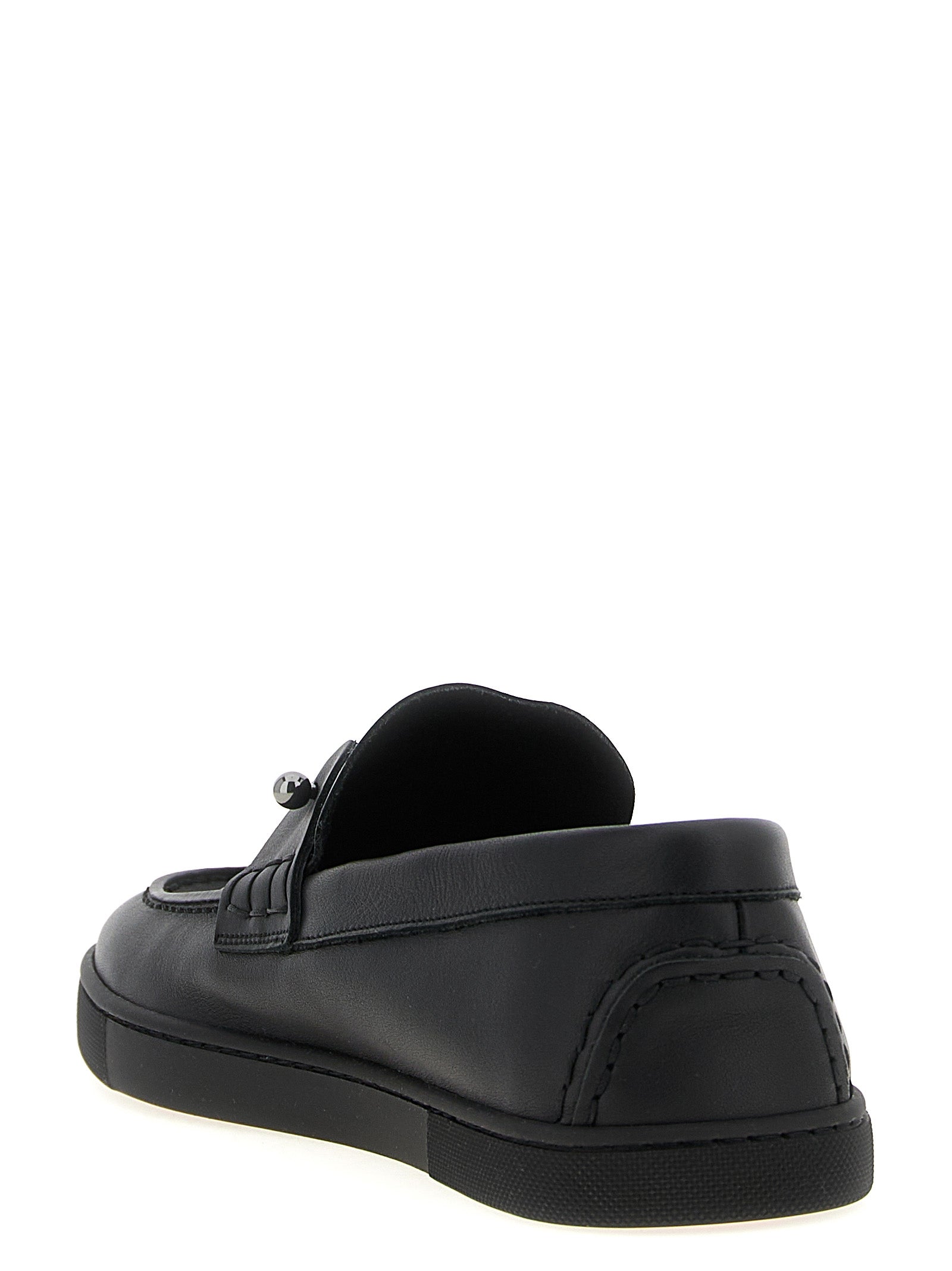 Christian Louboutin Black Chambeliboat Slip-On Loafers Leather