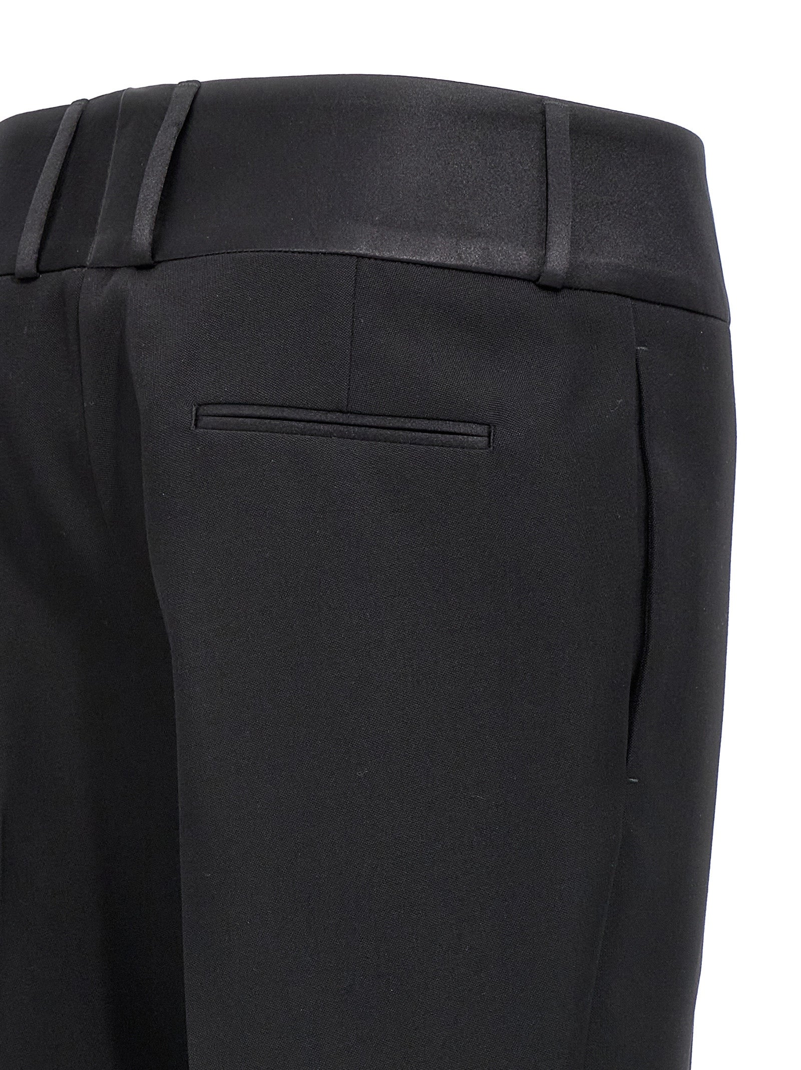 Ferragamo Black Virgin Wool Tuxedo Pants