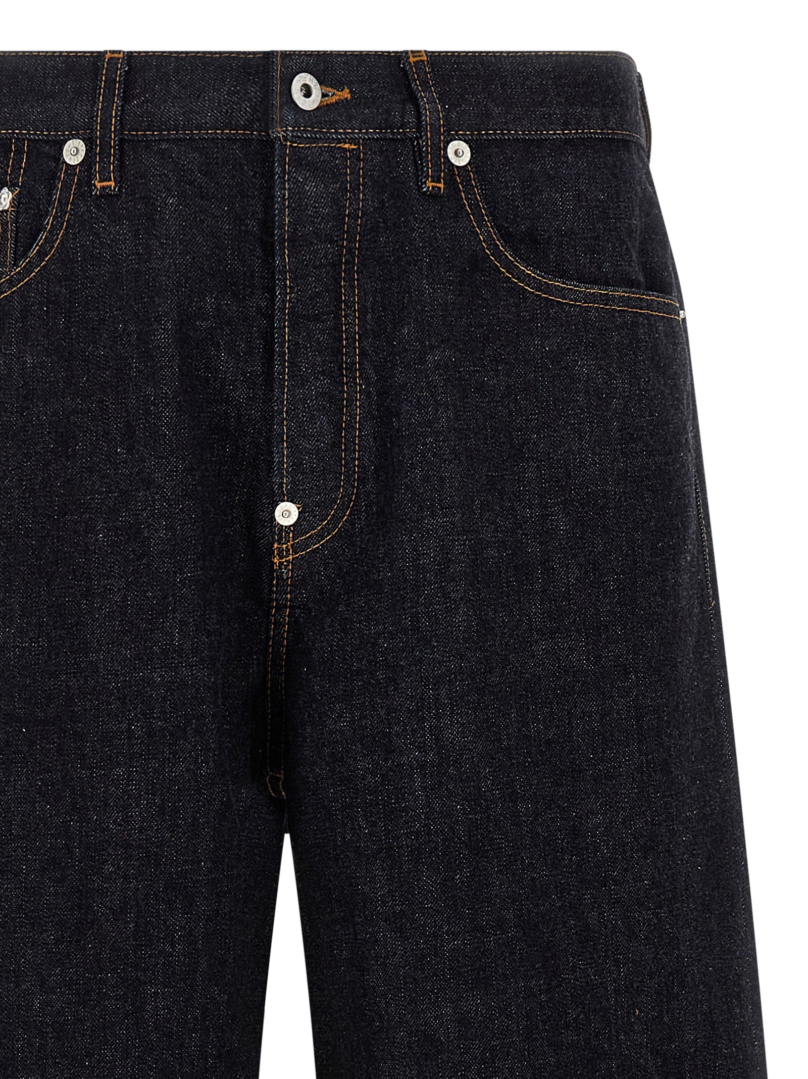 KENZO Blue Turn Up Cotton Straight-Leg Jeans