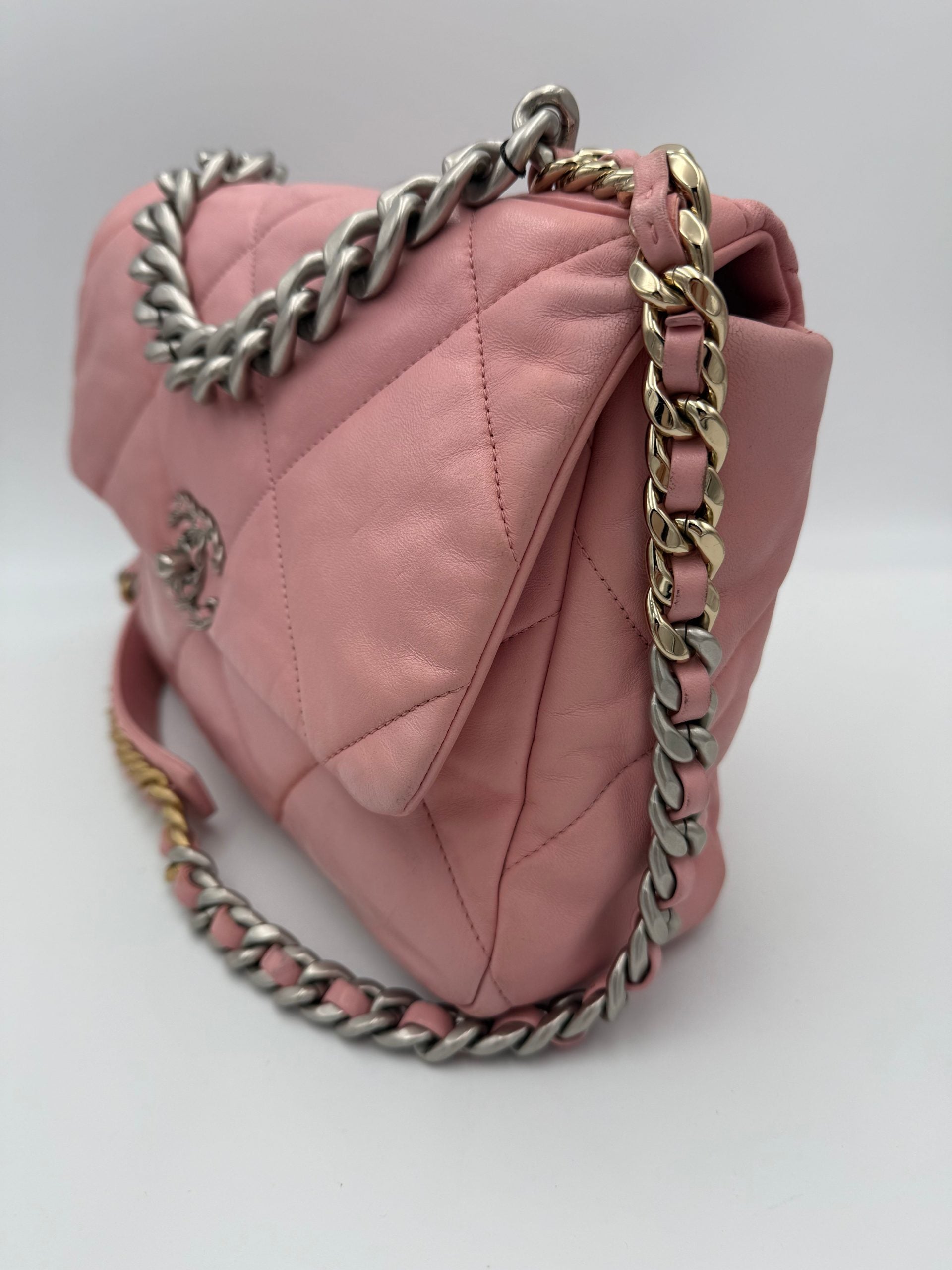 CHANEL Pink 19 Medium Leather Handbag