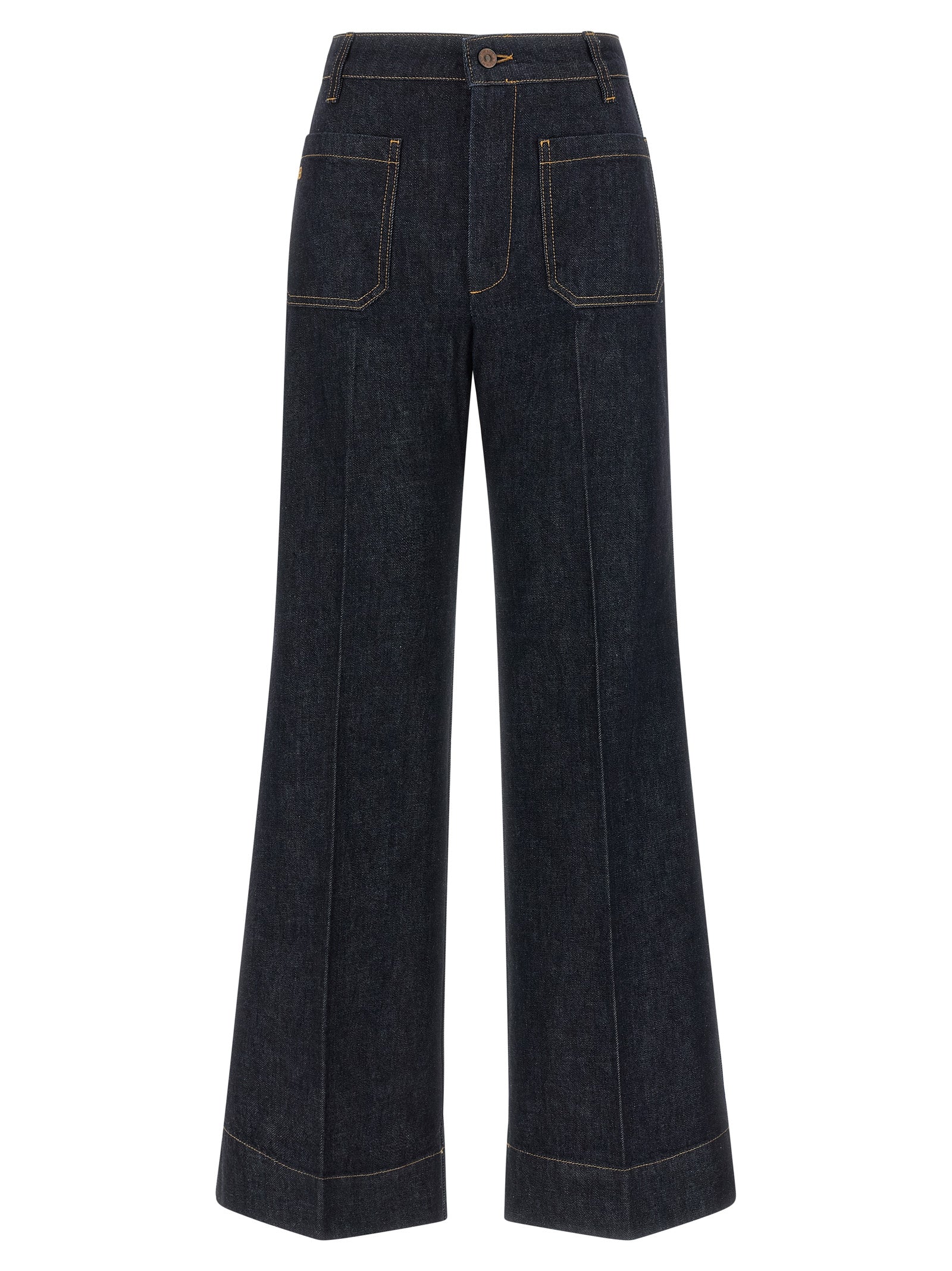 Victoria Beckham Blue Alina Cotton Flared Jeans