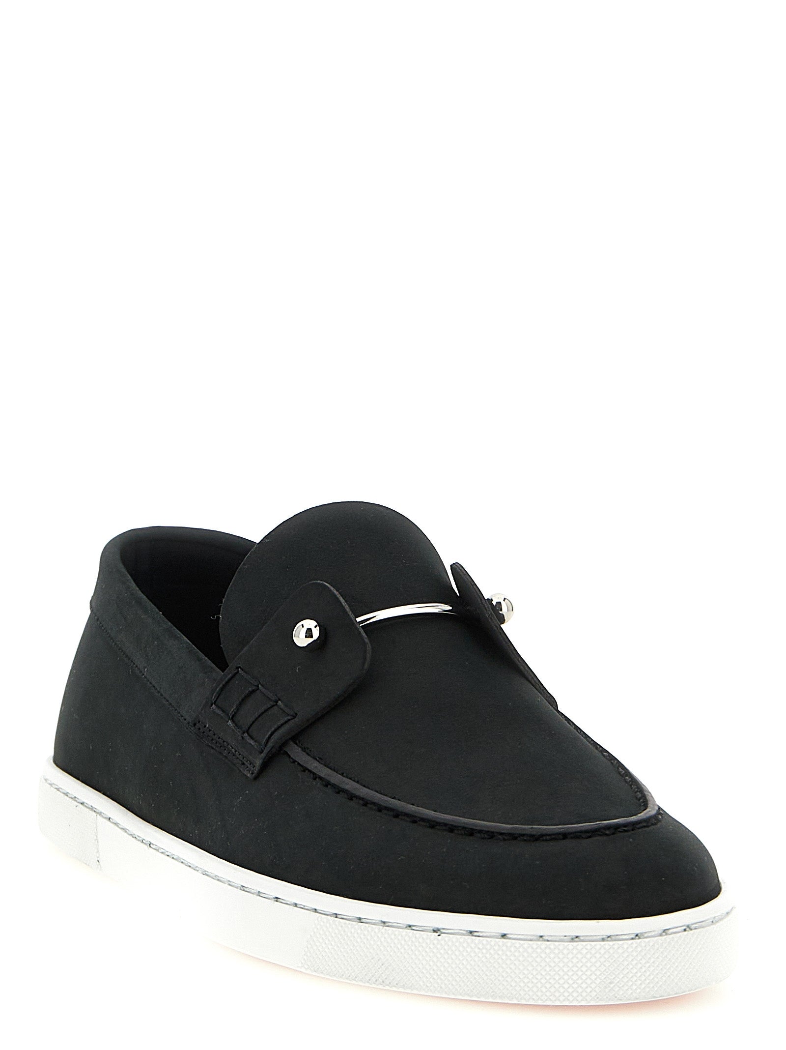 Christian Louboutin Black Chambeliboat Slip-On Loafers Calf Leather