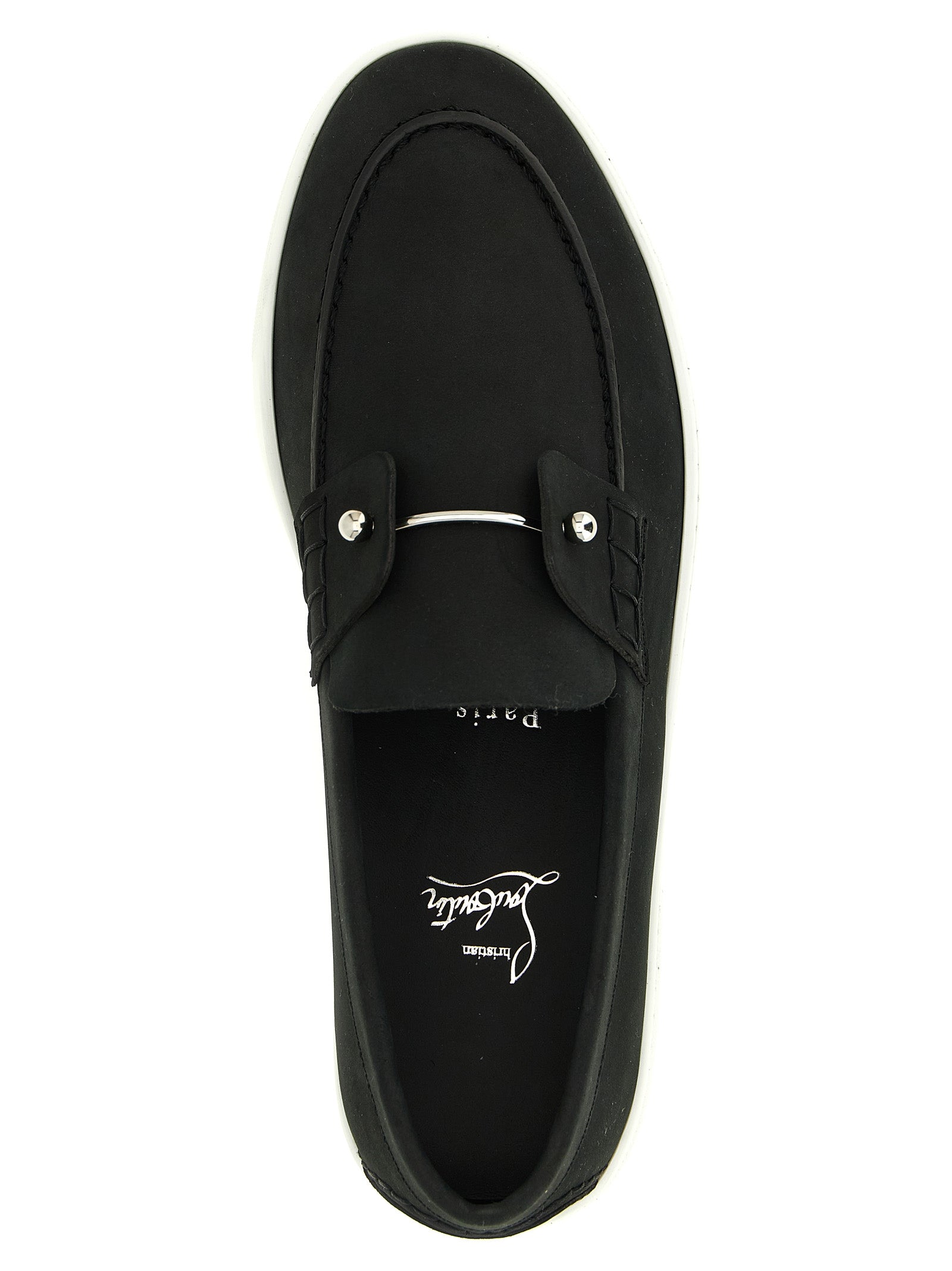 Christian Louboutin Black Chambeliboat Slip-On Loafers Calf Leather