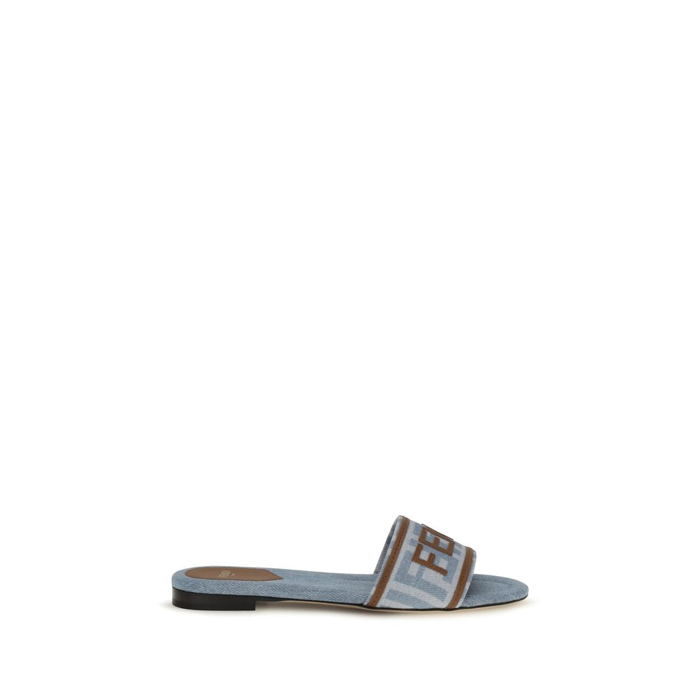 Fendi Blue Flat Sandals