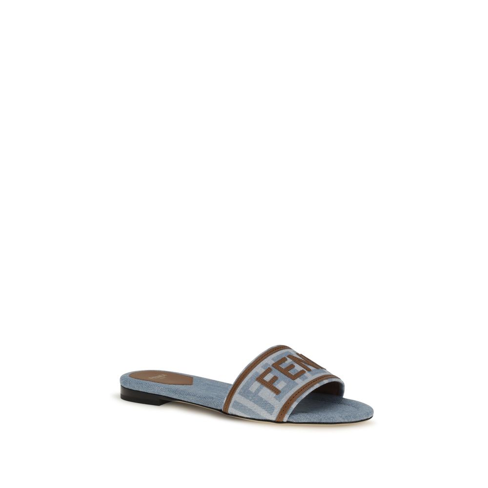 Fendi Blue Flat Sandals
