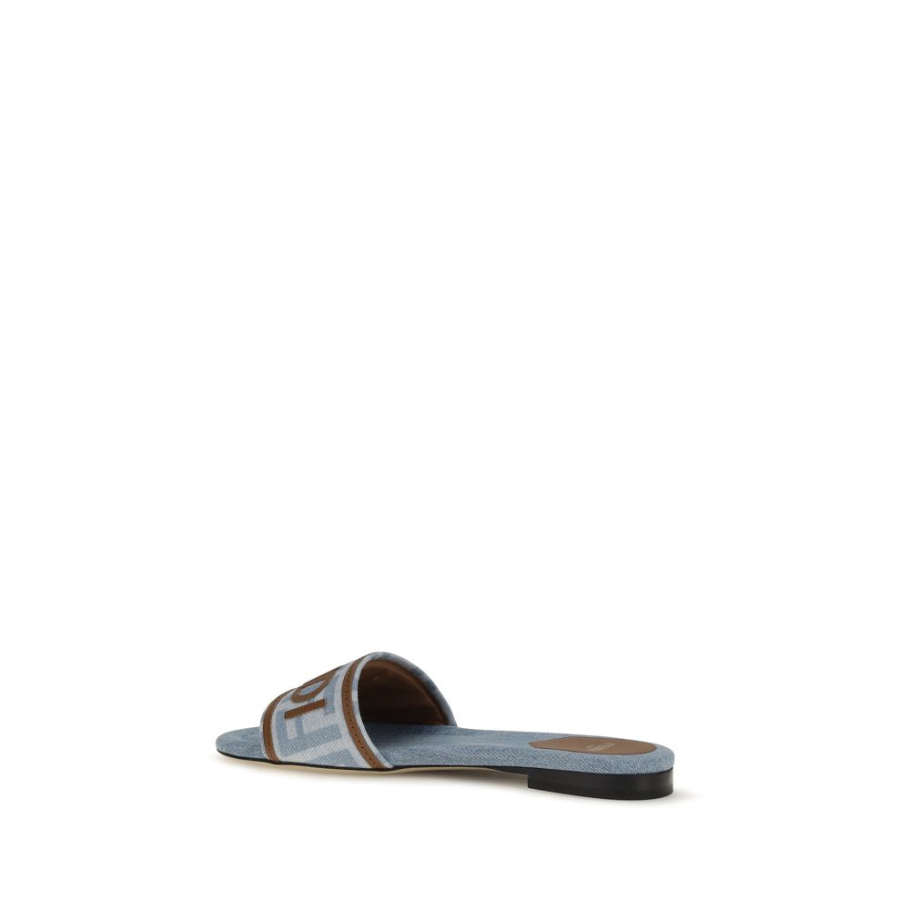 Fendi Blue Flat Sandals