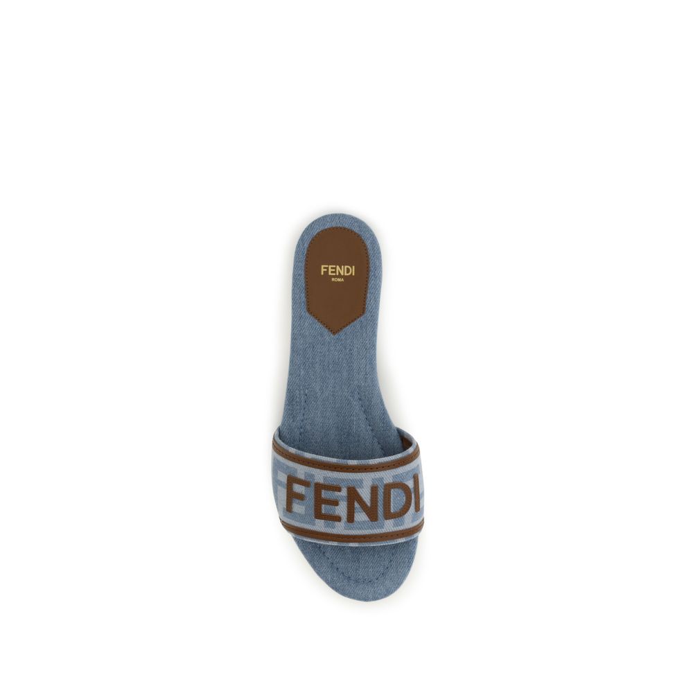 Fendi Blue Flat Sandals