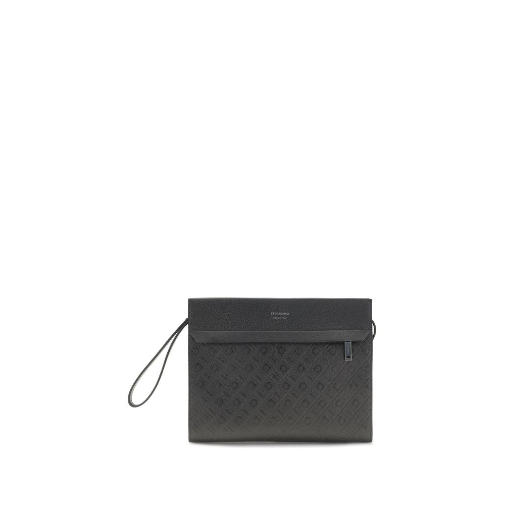 Ferragamo Handtasche aus schwarzem Kalbsleder Bos Taurus