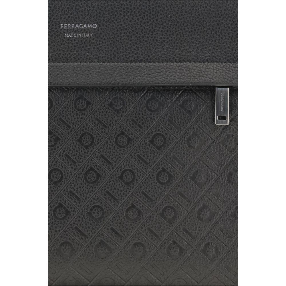 Ferragamo Handtasche aus schwarzem Kalbsleder Bos Taurus