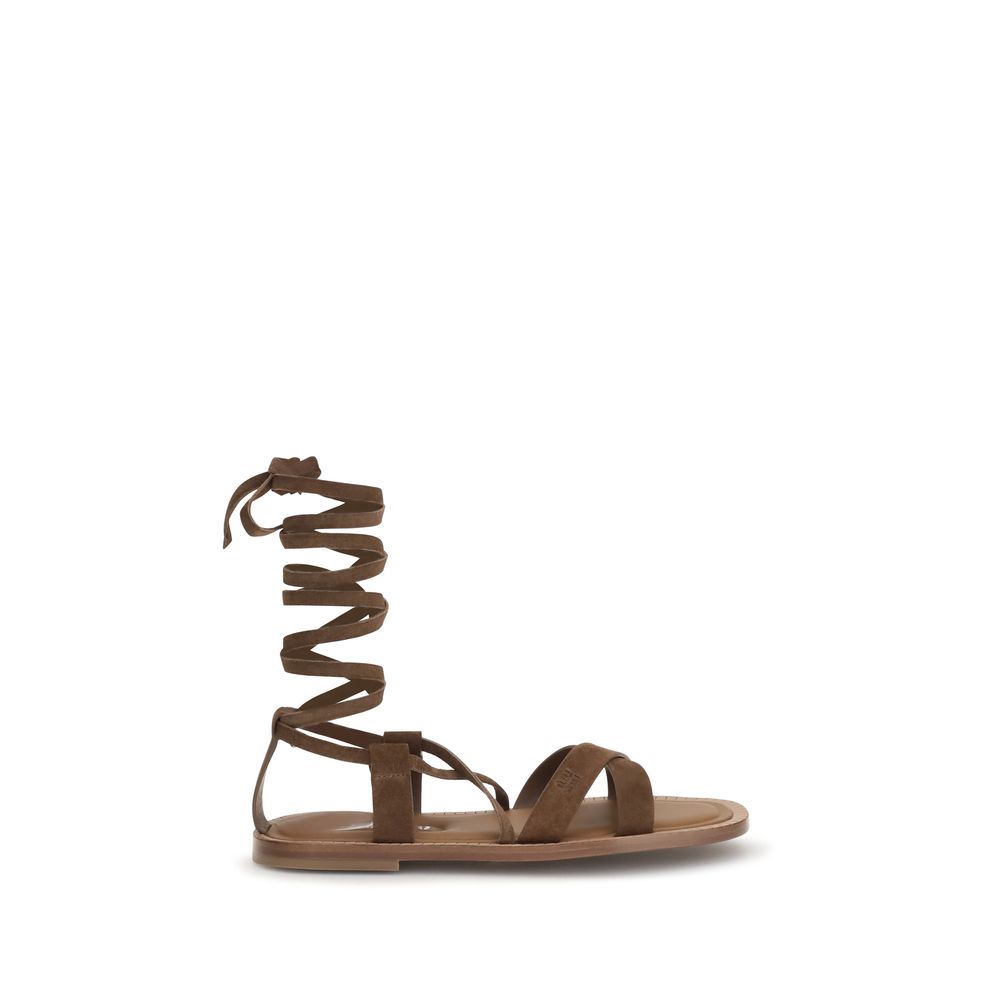 Miu Miu Brown Calf Leather Strap-On Sandals