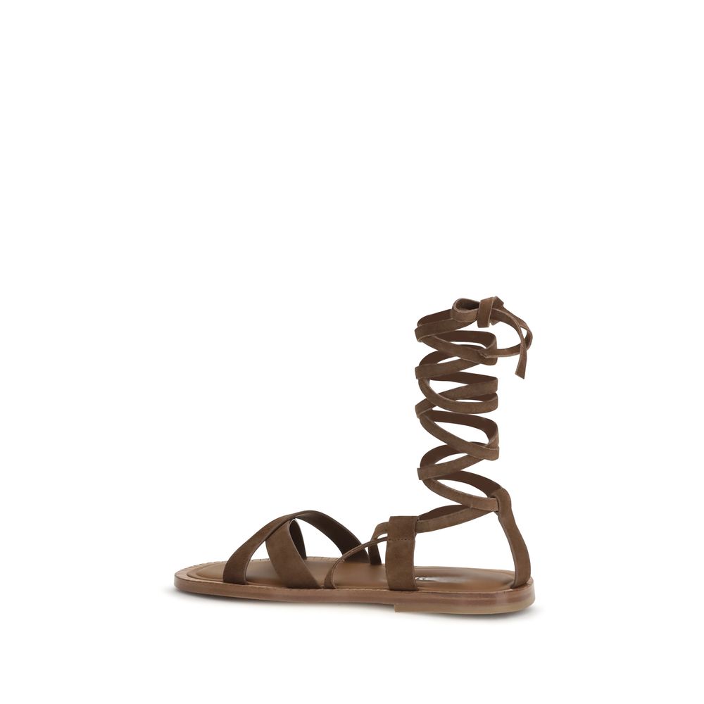 Miu Miu Brown Calf Leather Strap-On Sandals