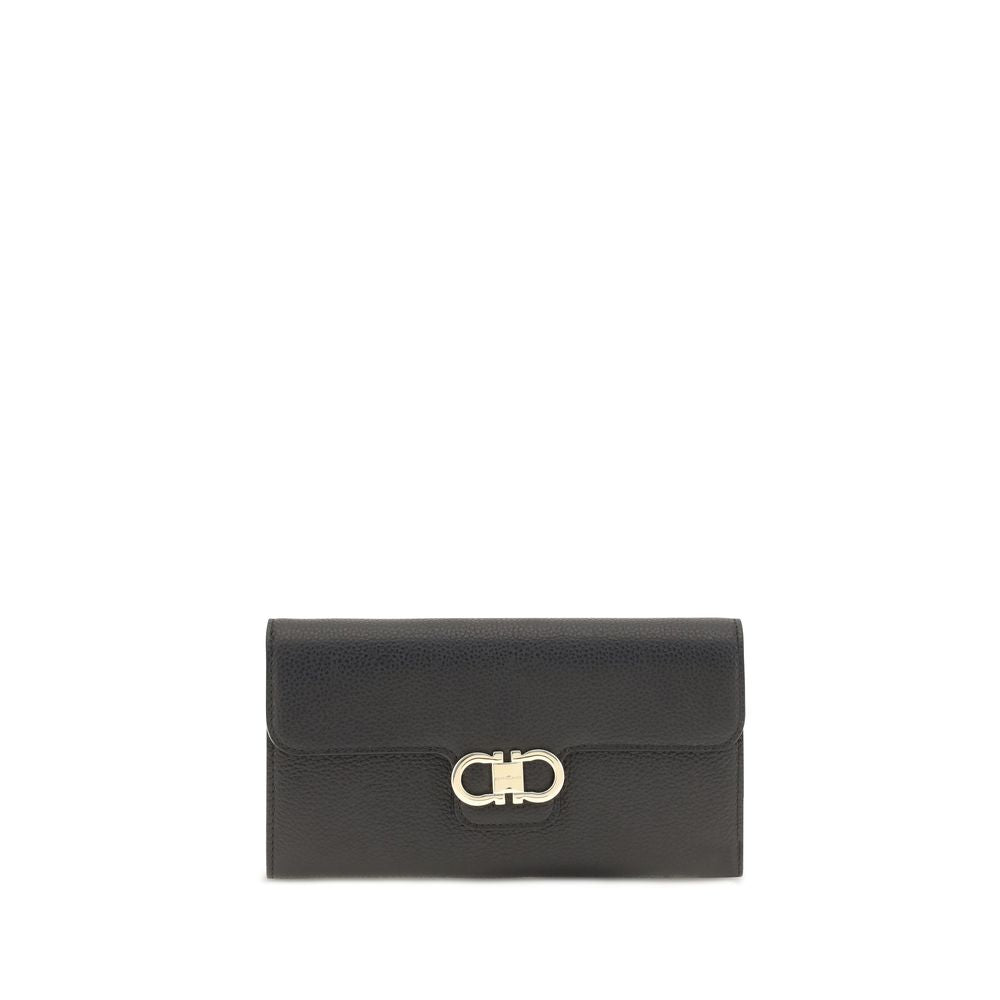 Ferragamo Brieftasche aus schwarzem Kalbsleder Bos Taurus