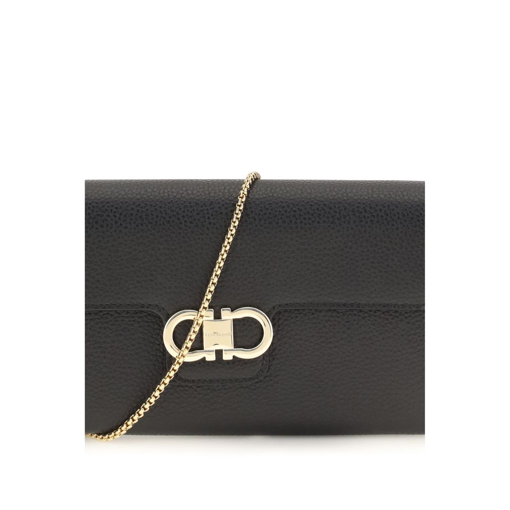Ferragamo Brieftasche aus schwarzem Kalbsleder Bos Taurus