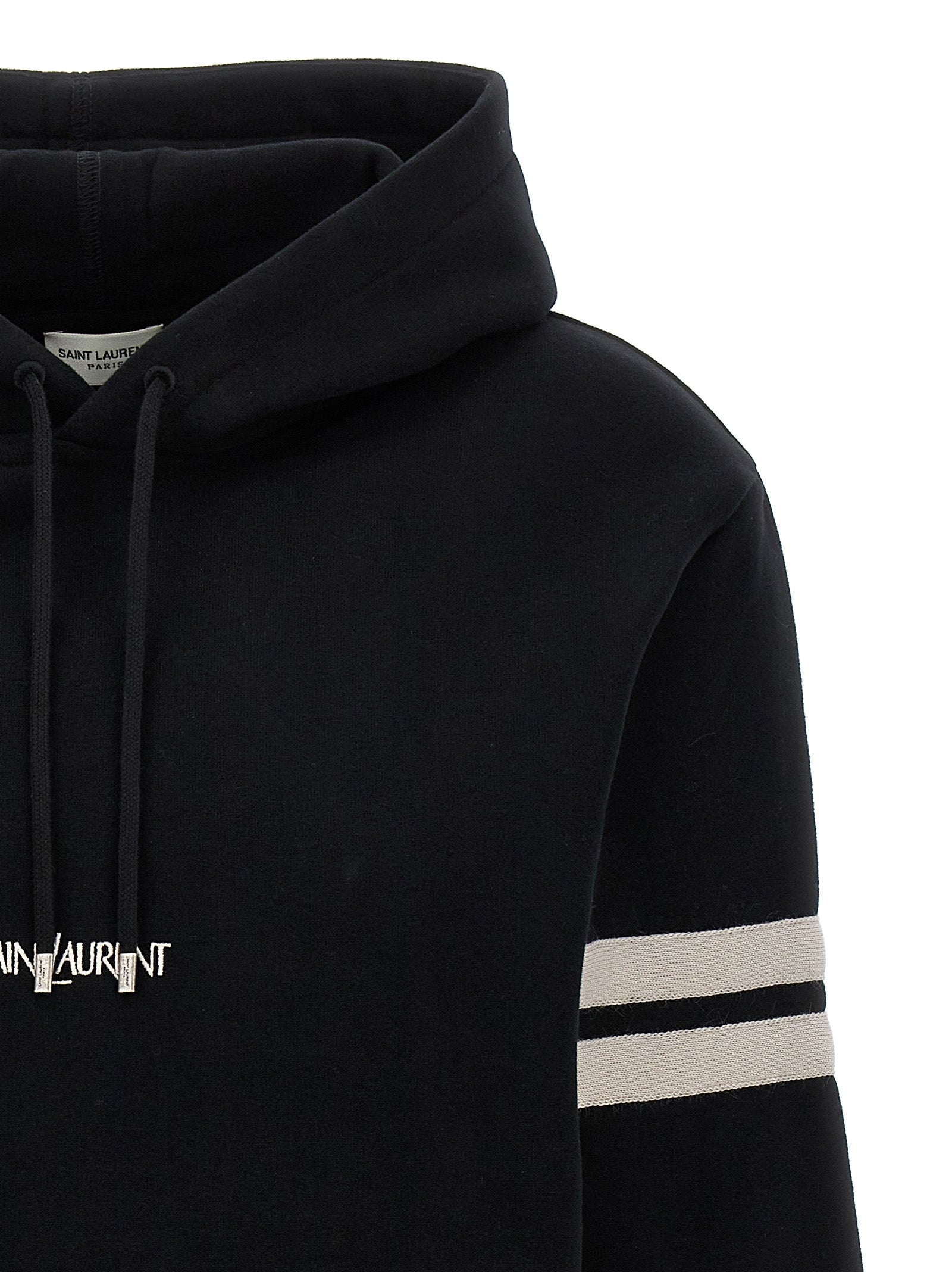 Saint Laurent White Black Cotton Sweatshirt