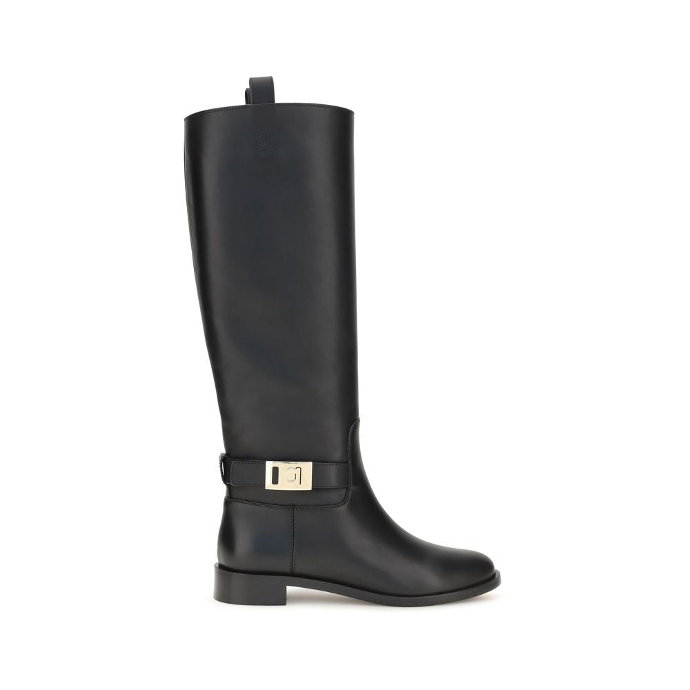 Ferragamo Black Hug Calf Leather Boots