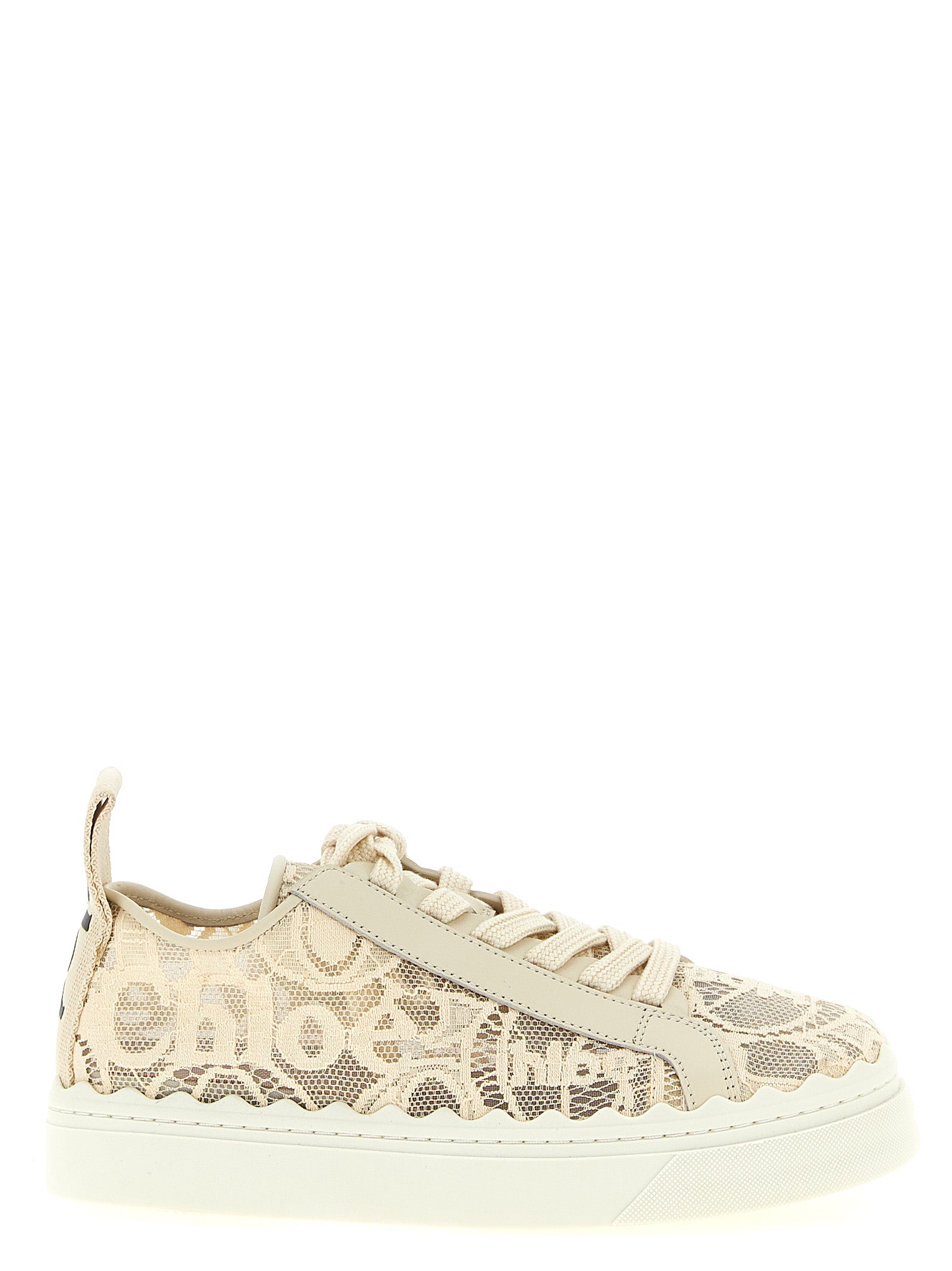 Chloé Beige Lauren Low Top Sneakers Nylon Calf Leather