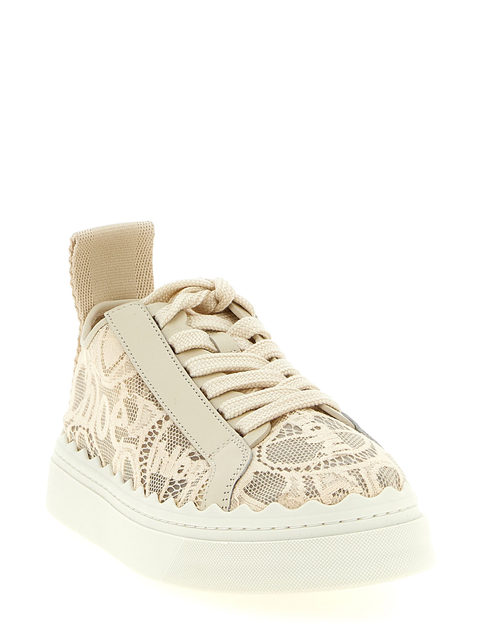 Chloé Beige Lauren Low Top Sneakers Nylon Calf Leather