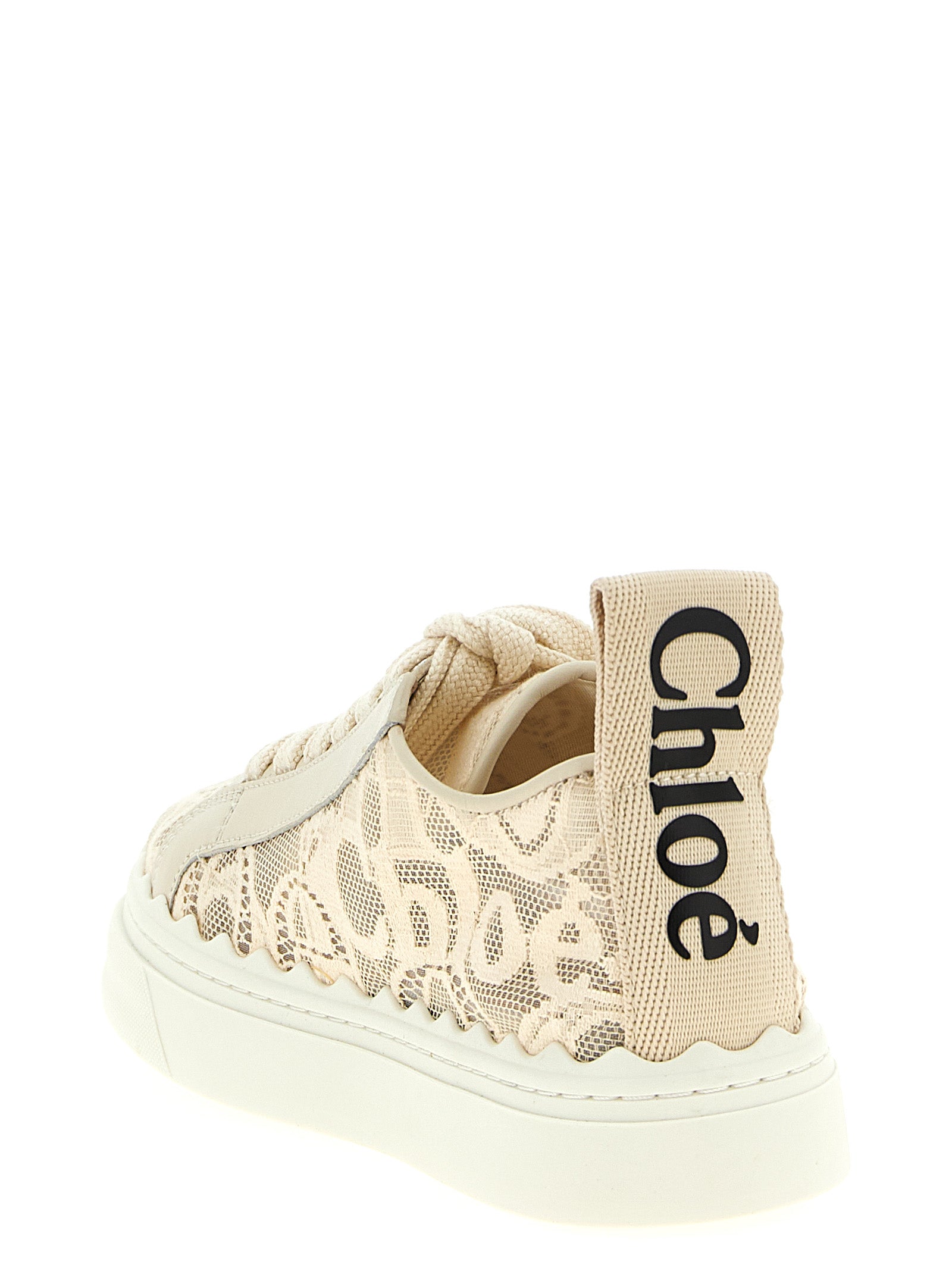 Chloé Beige Lauren Low Top Sneakers Nylon Calf Leather