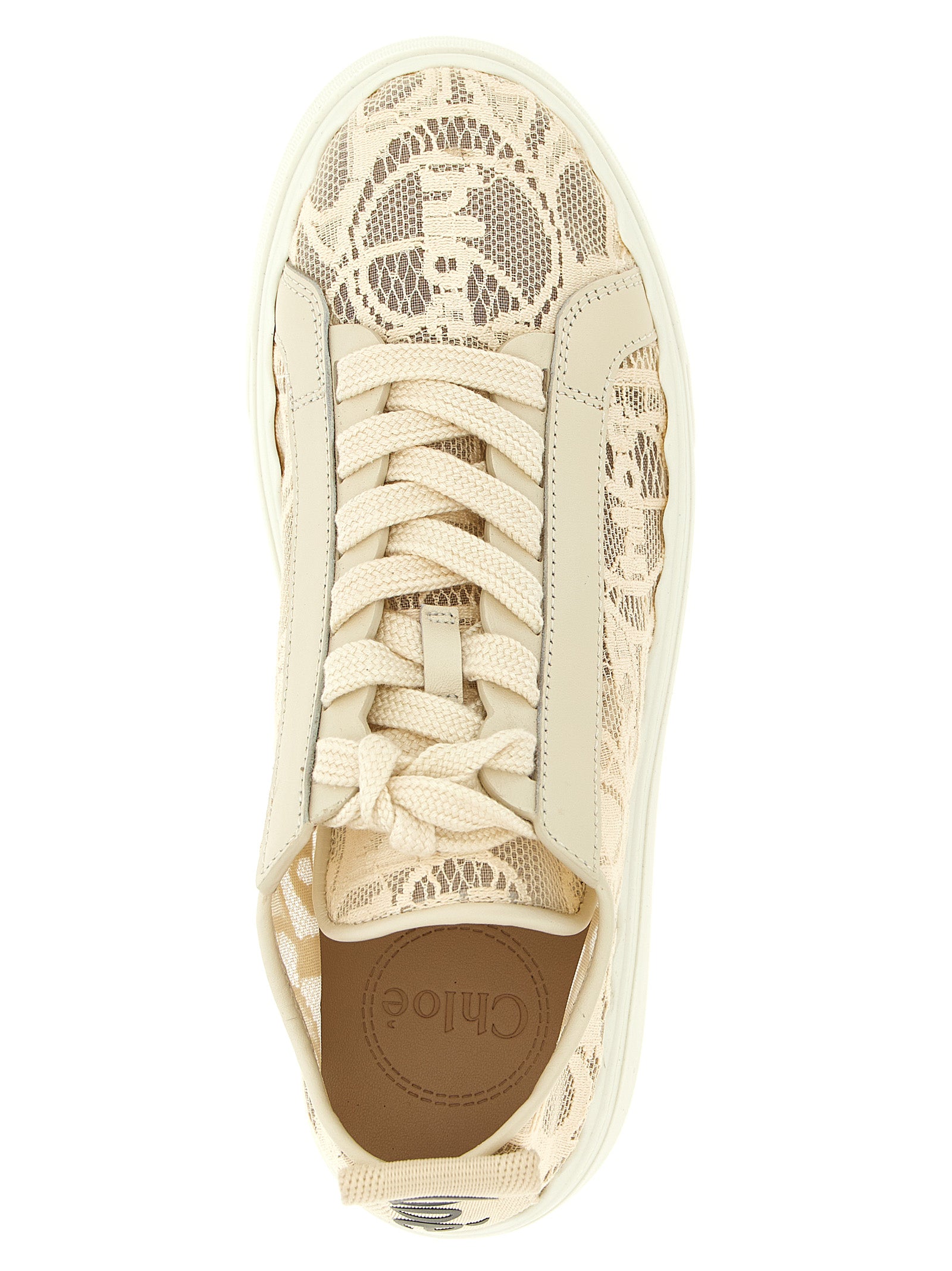 Chloé Beige Lauren Low Top Sneakers Nylon Calf Leather