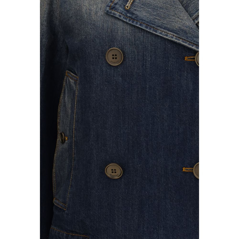 Burberry Blue Denim Double-Breasted Jacket Cotton