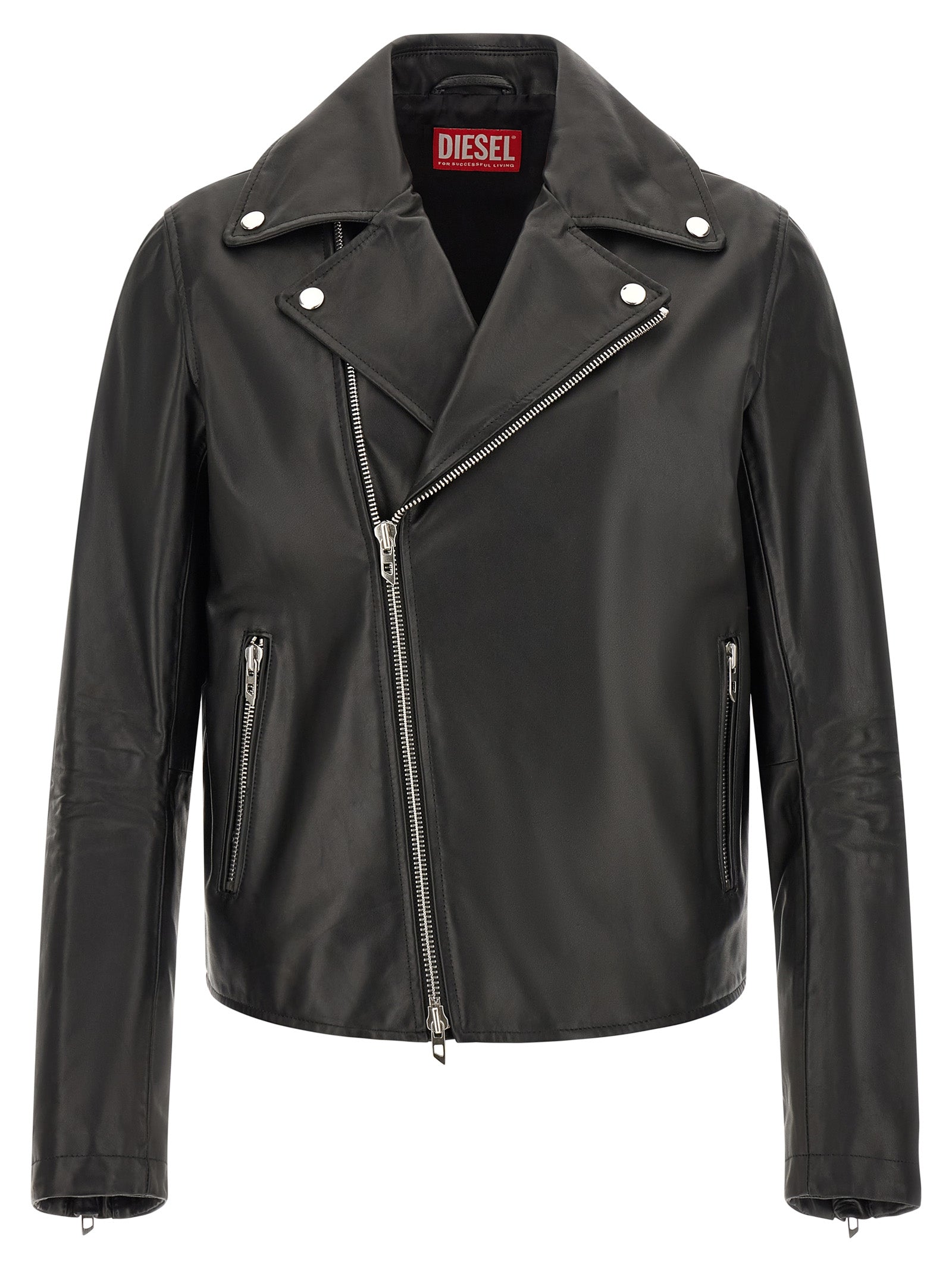 Diesel Black L-Eo-Wrd Leather Jacket