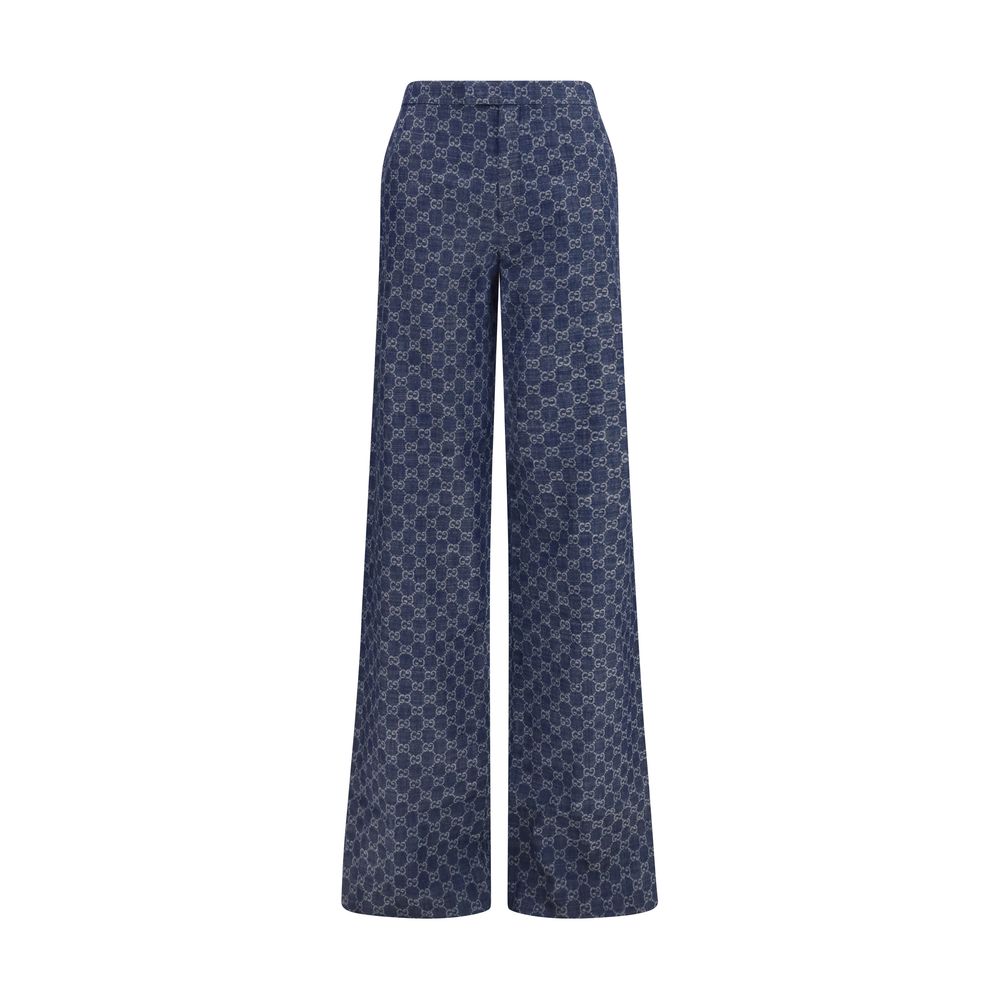 Gucci Blue GG Cotton Jacquard Denim Pants