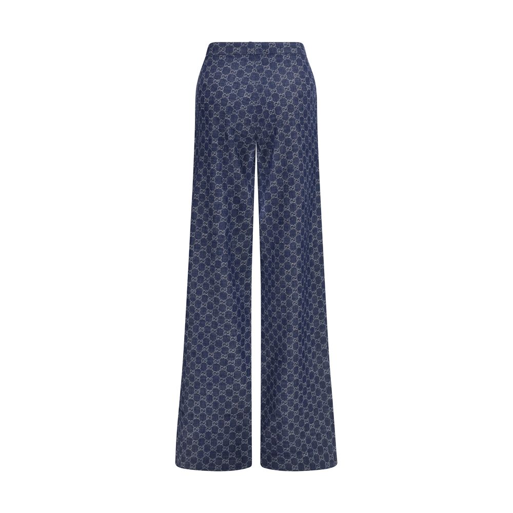 Gucci Blue GG Cotton Jacquard Denim Pants