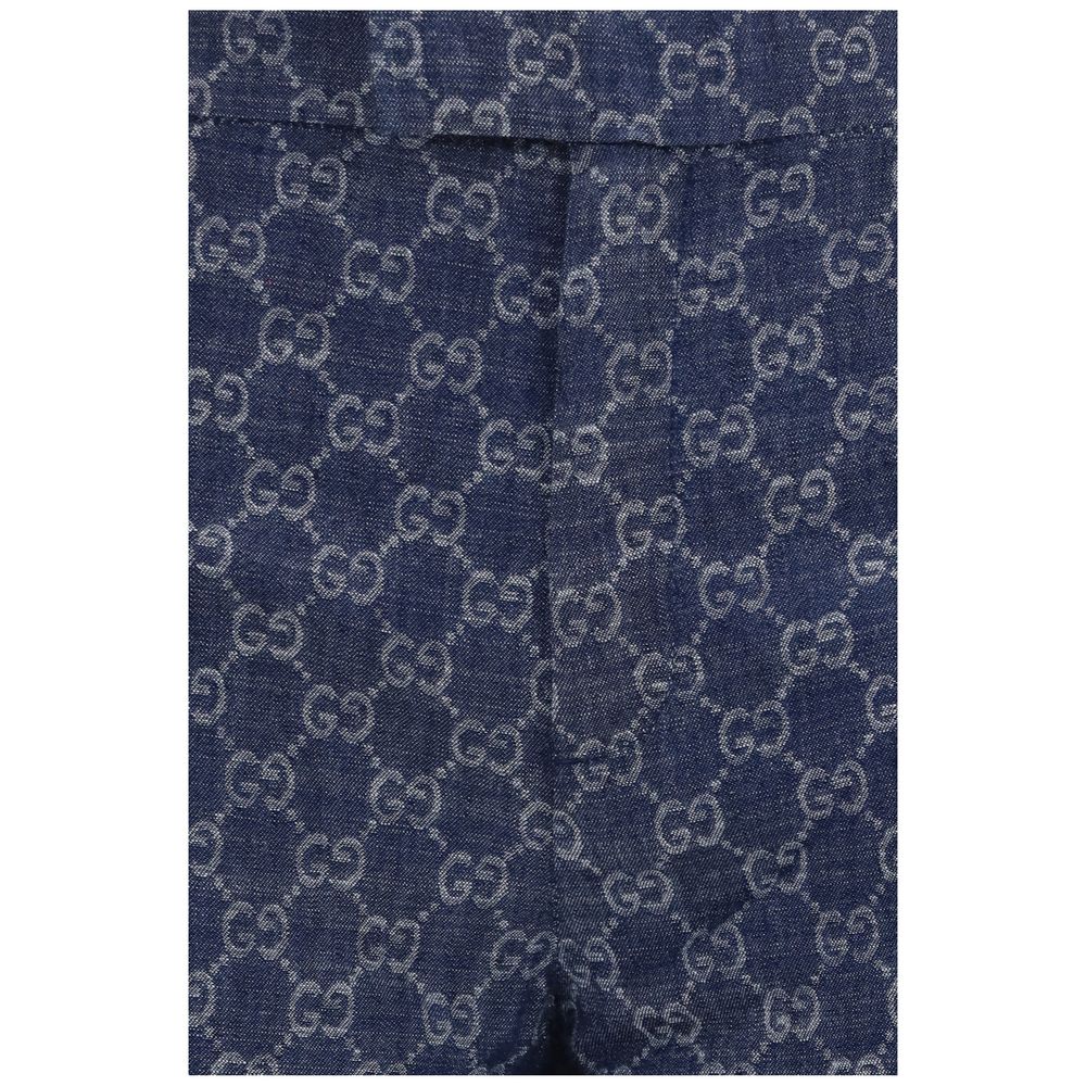 Gucci Blue GG Cotton Jacquard Denim Pants
