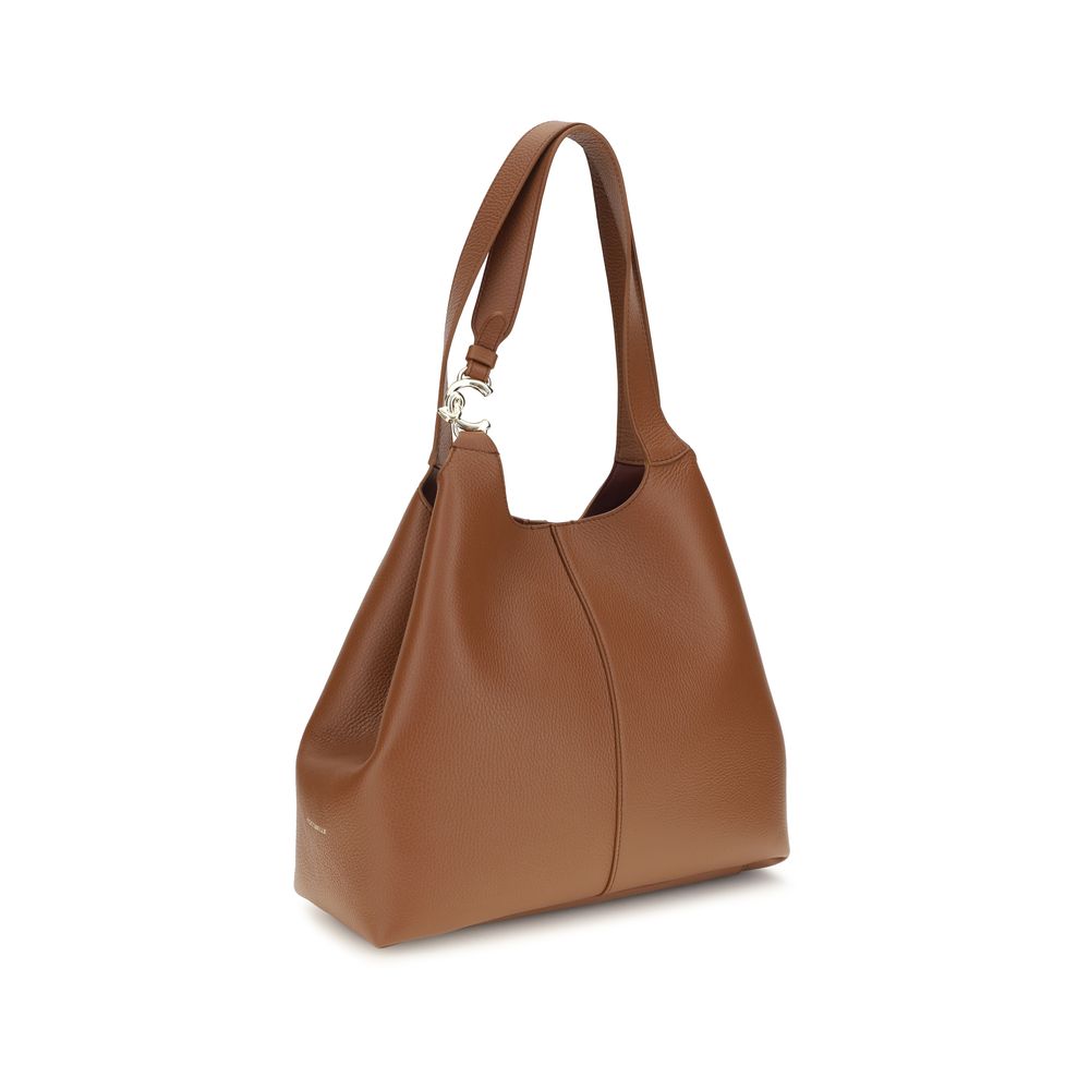 Sac porté épaule Coccinelle en cuir de veau marron Bos Taurus