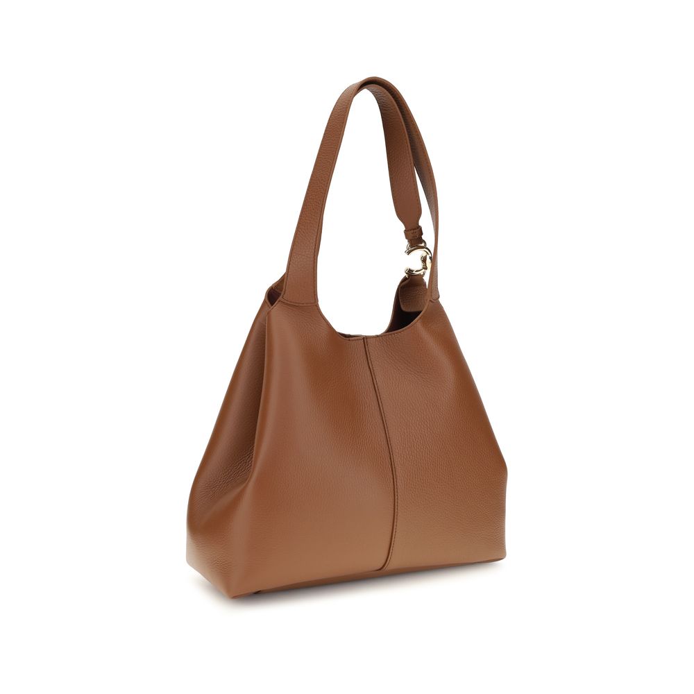 Sac porté épaule Coccinelle en cuir de veau marron Bos Taurus
