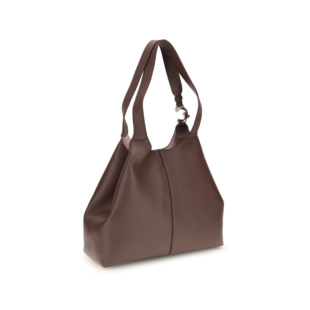 Sac porté épaule Coccinelle en cuir de veau marron Bos Taurus