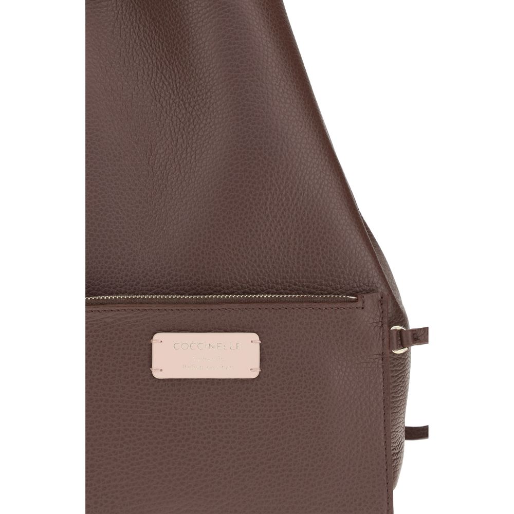 Sac porté épaule Coccinelle en cuir de veau marron Bos Taurus