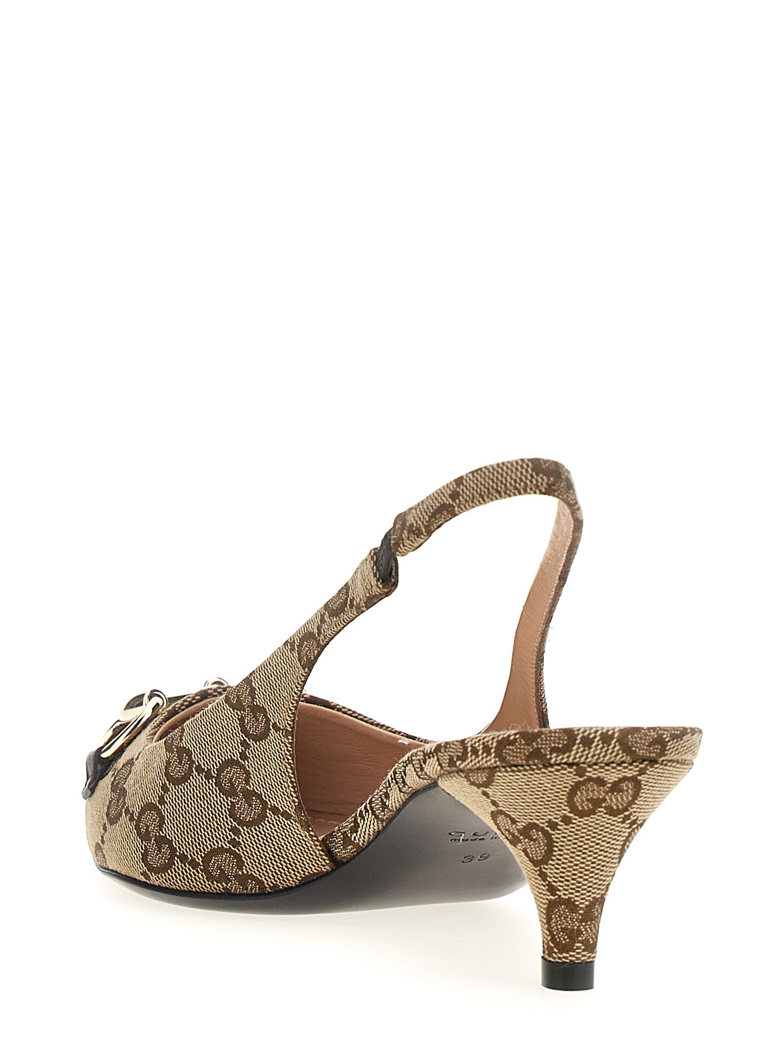 Gucci Beige GG Fabric Mid Heel Slingbacks Nylon Cotton Polyester