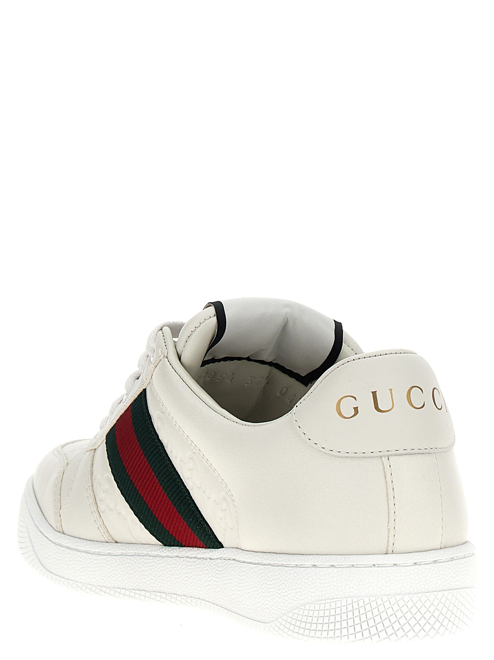 Gucci White Screener Lambskin Low Top Sneakers