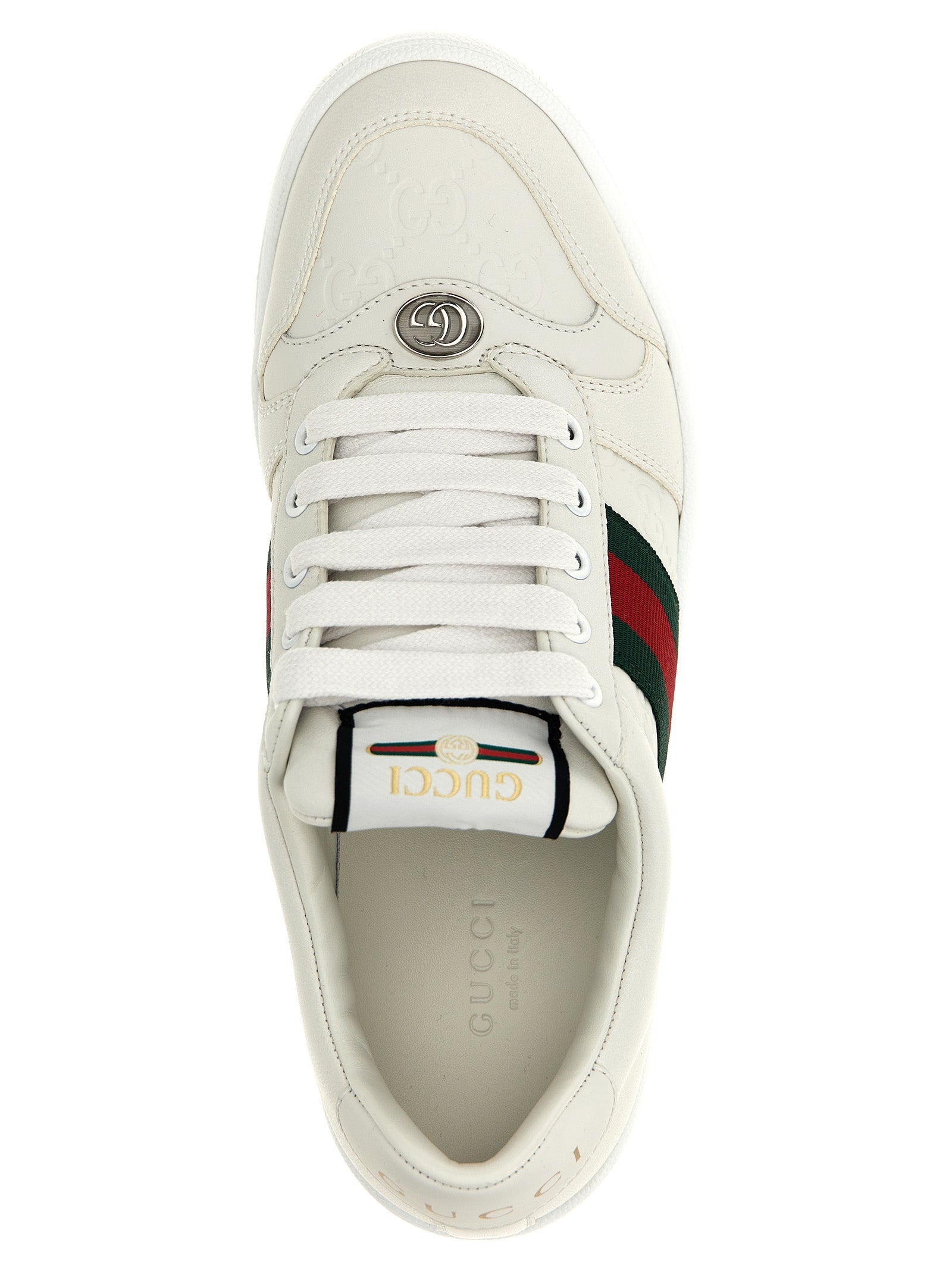 Gucci White Screener Lambskin Low Top Sneakers