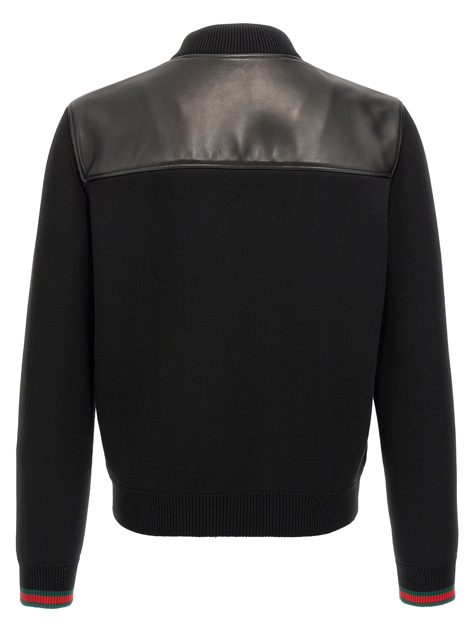 Gucci Black Lambskin Leather Bomber Jacket