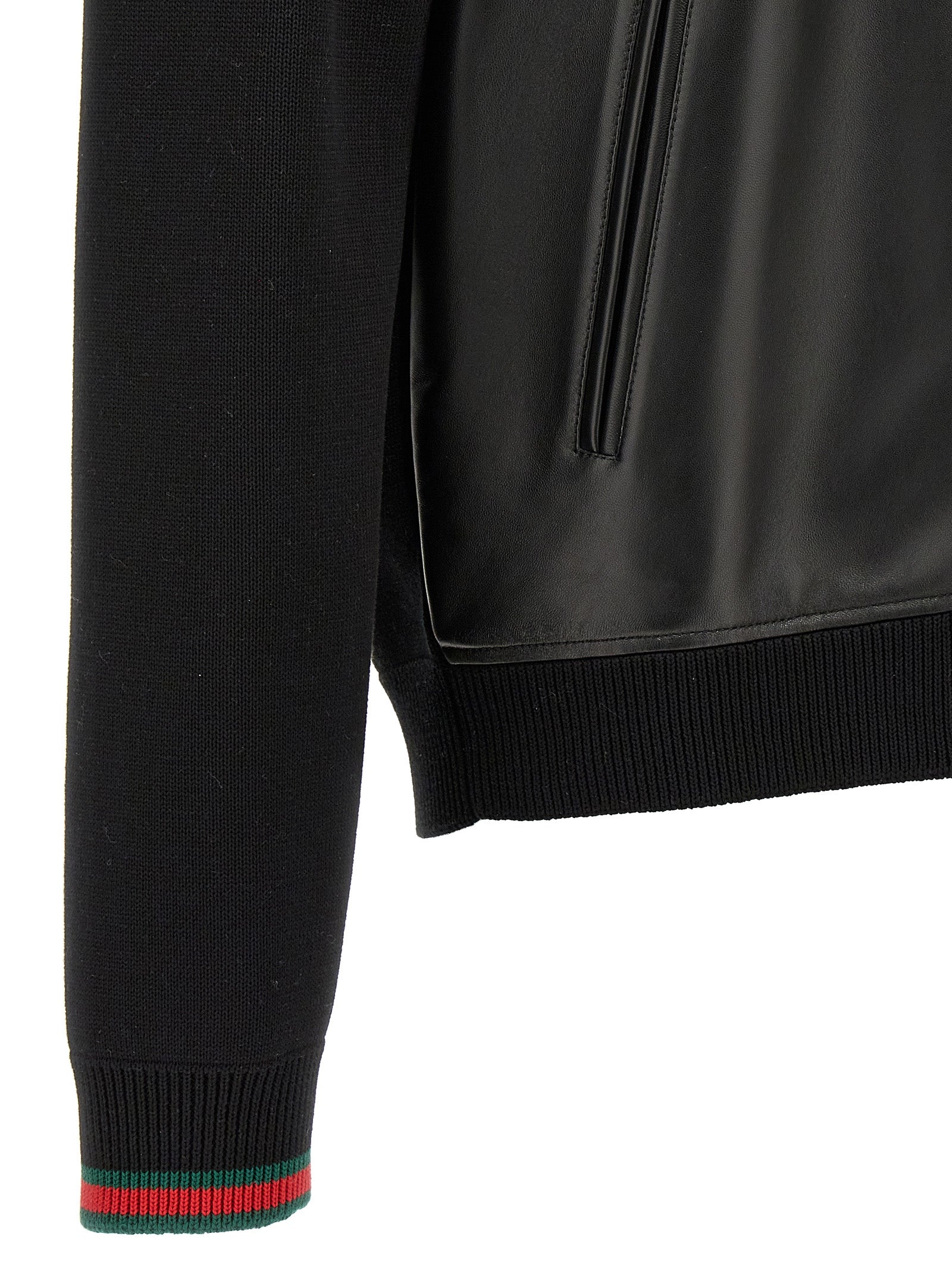 Gucci Black Lambskin Leather Bomber Jacket