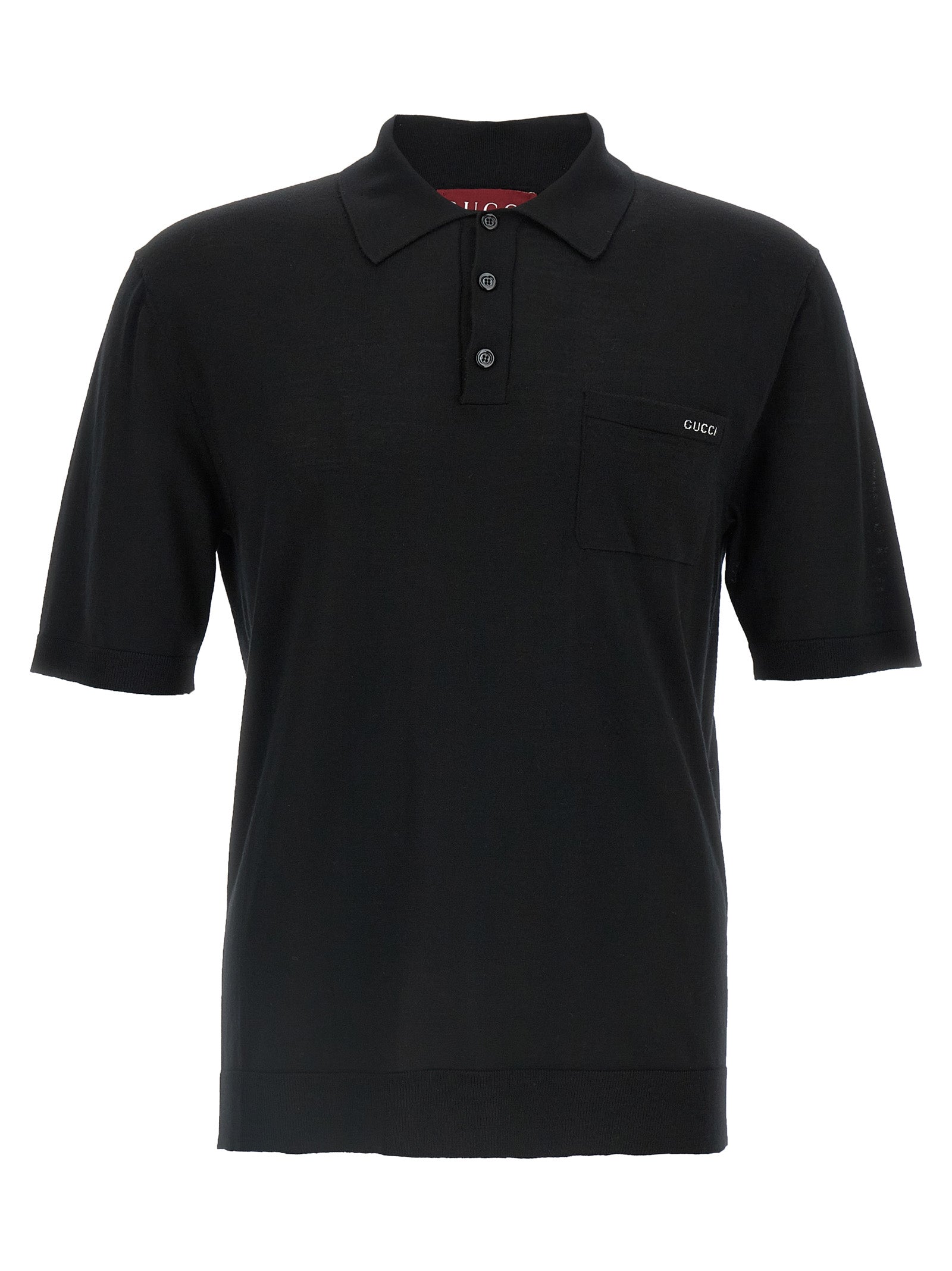 Gucci Black Intarsio Polo Shirt Wool