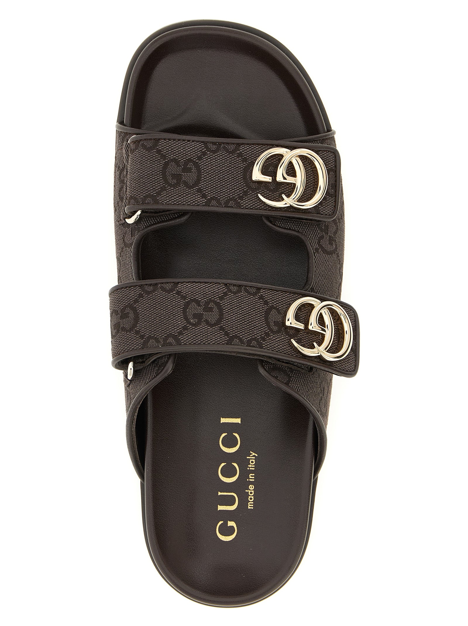 Gucci Brown Doppia G Cotton Slides
