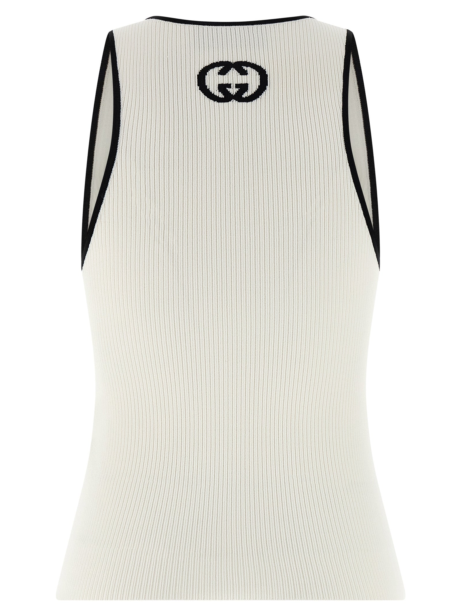 Gucci White Black Viscose Tank Top