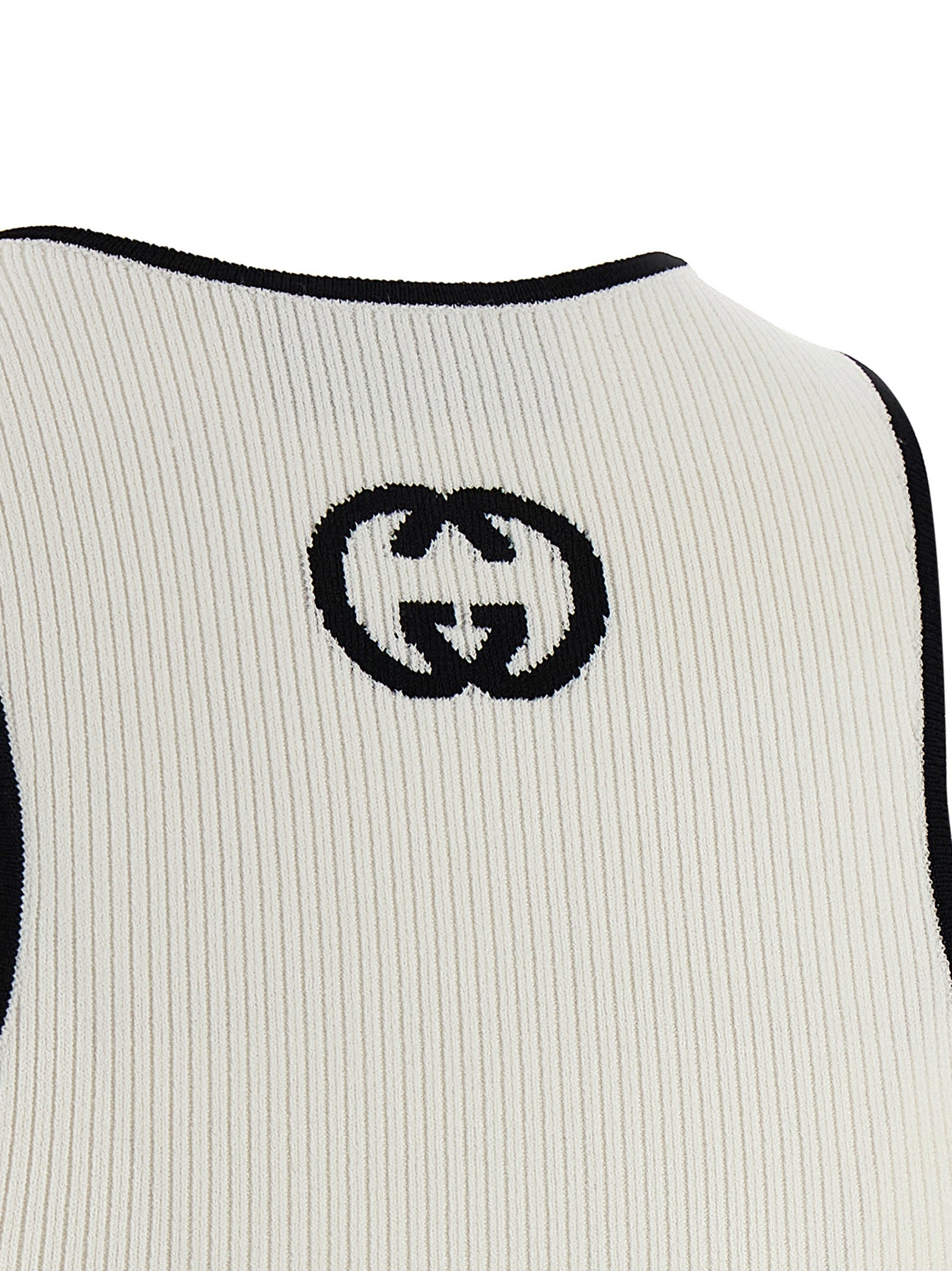 Gucci White Black Viscose Tank Top