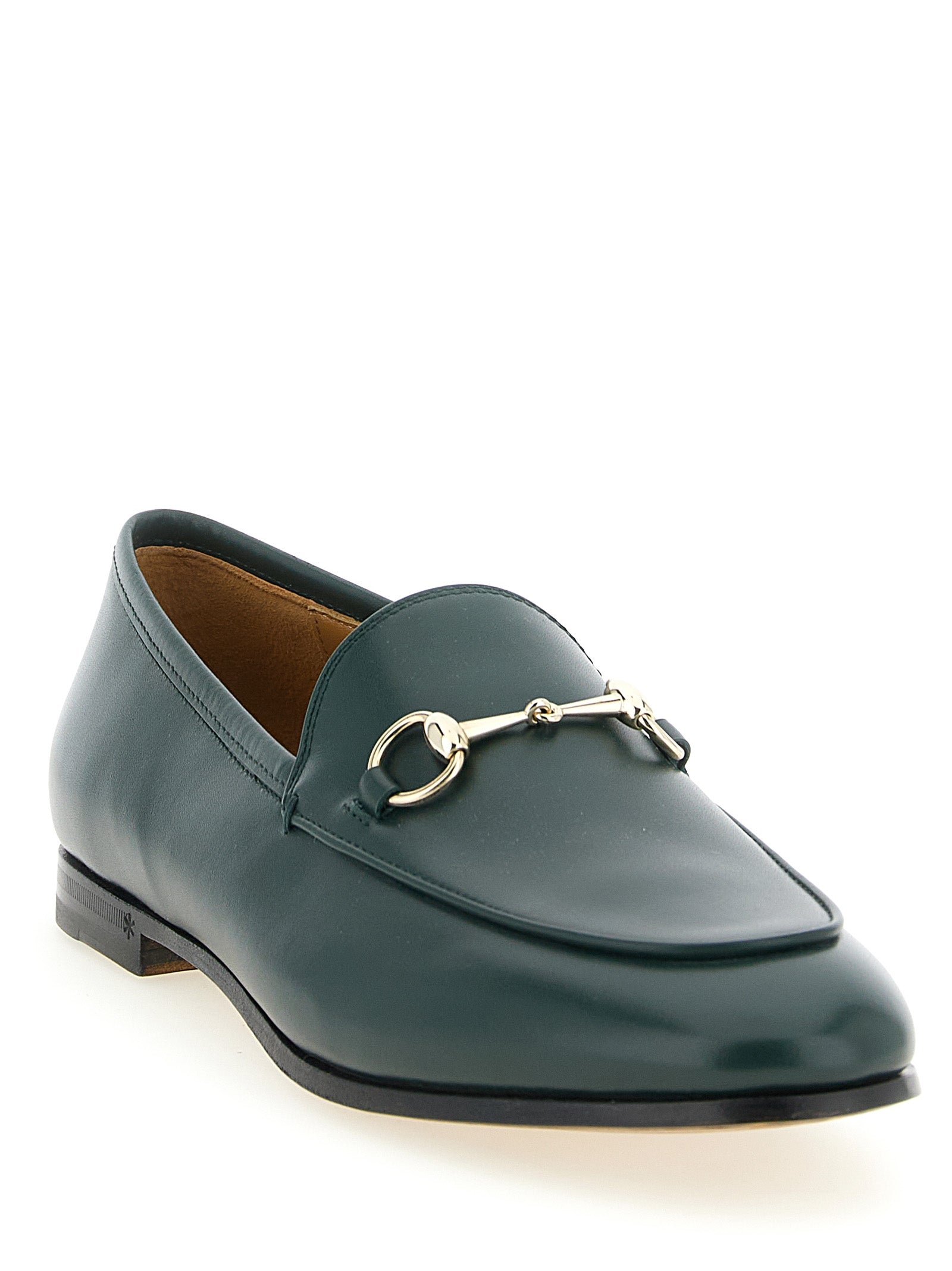 Gucci Green Jordaan Slip-On Loafers Calf Leather