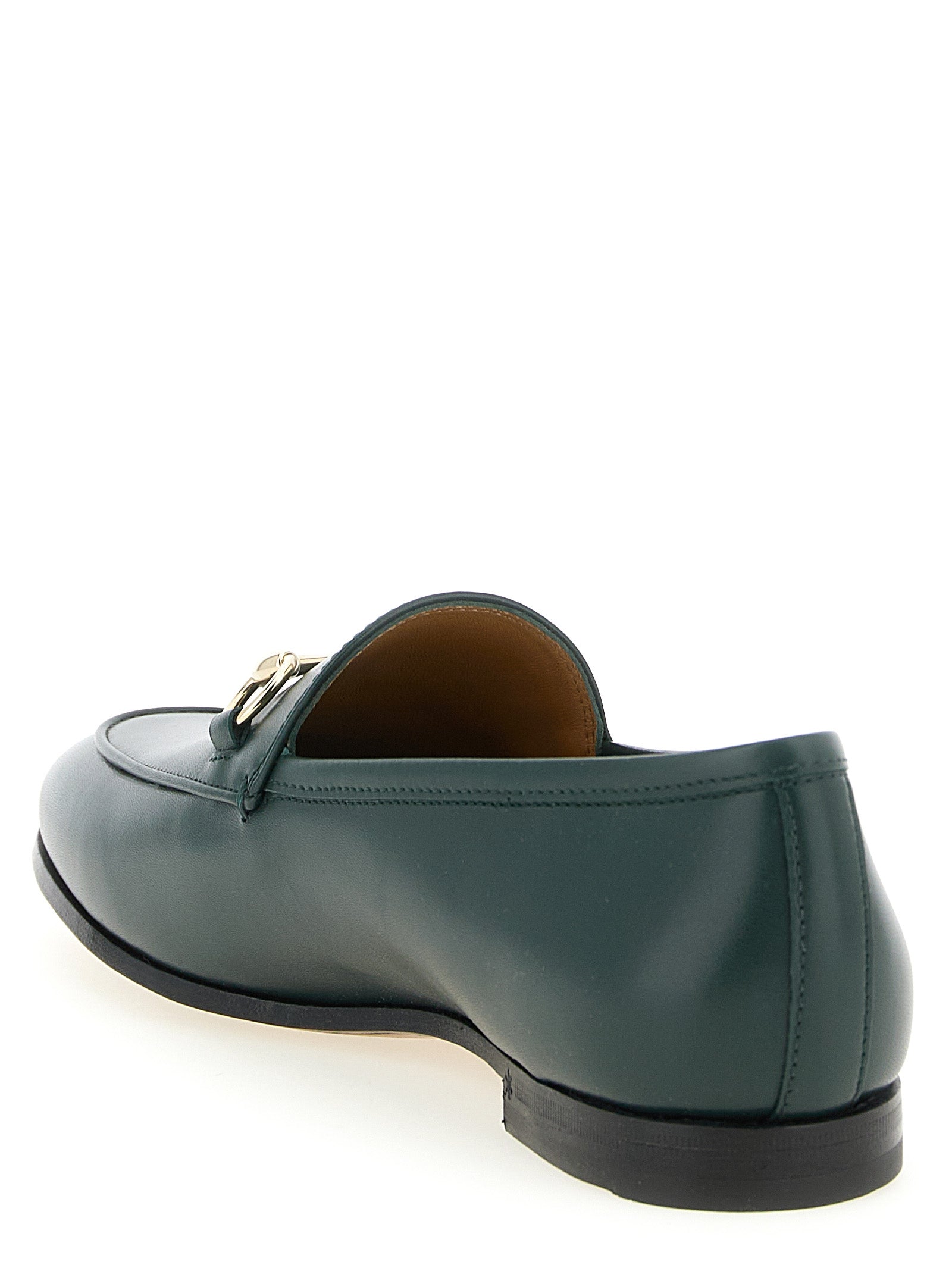 Gucci Green Jordaan Slip-On Loafers Calf Leather
