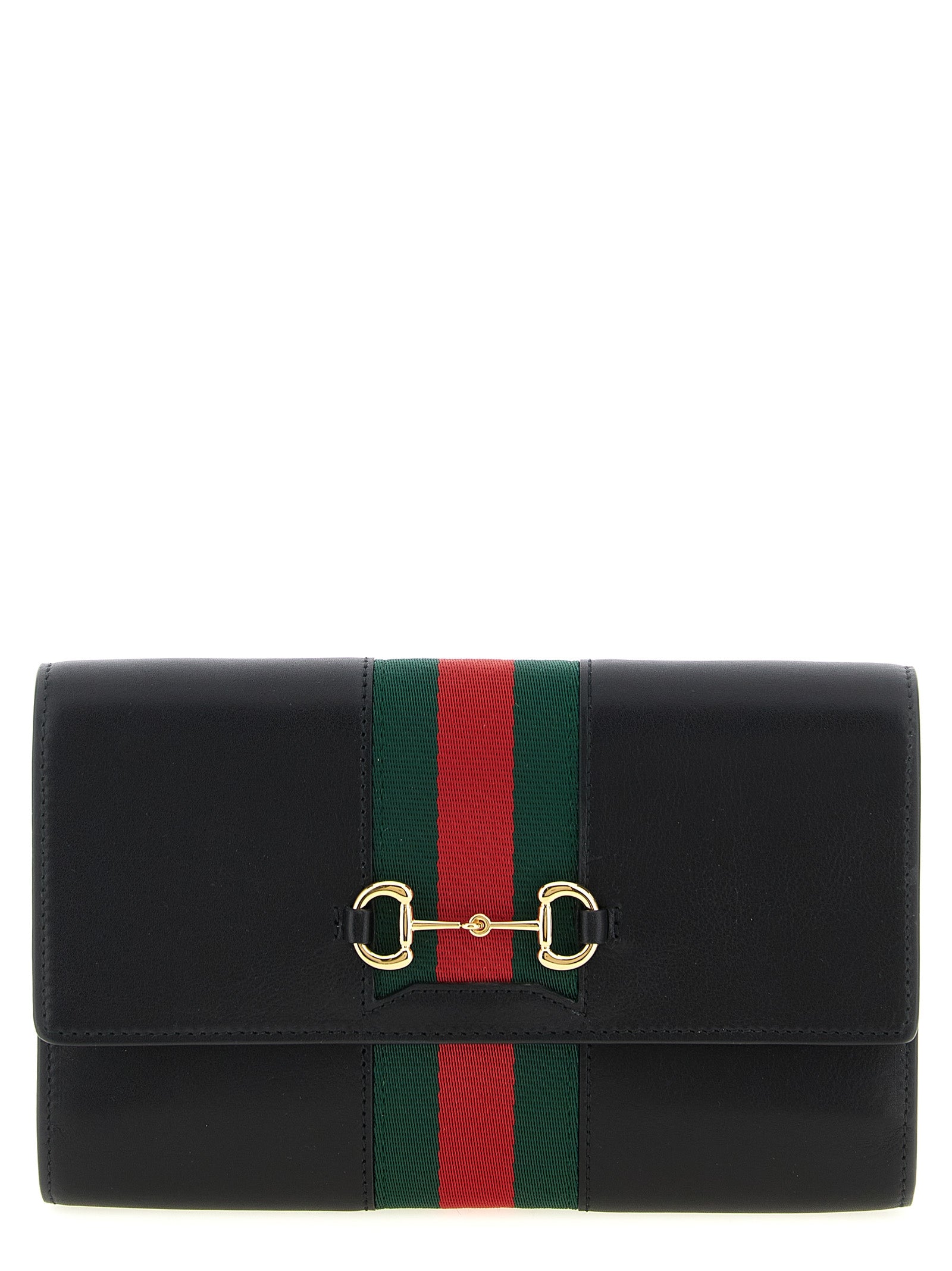 Gucci Black Horsebit Web Cardholder Calf Leather