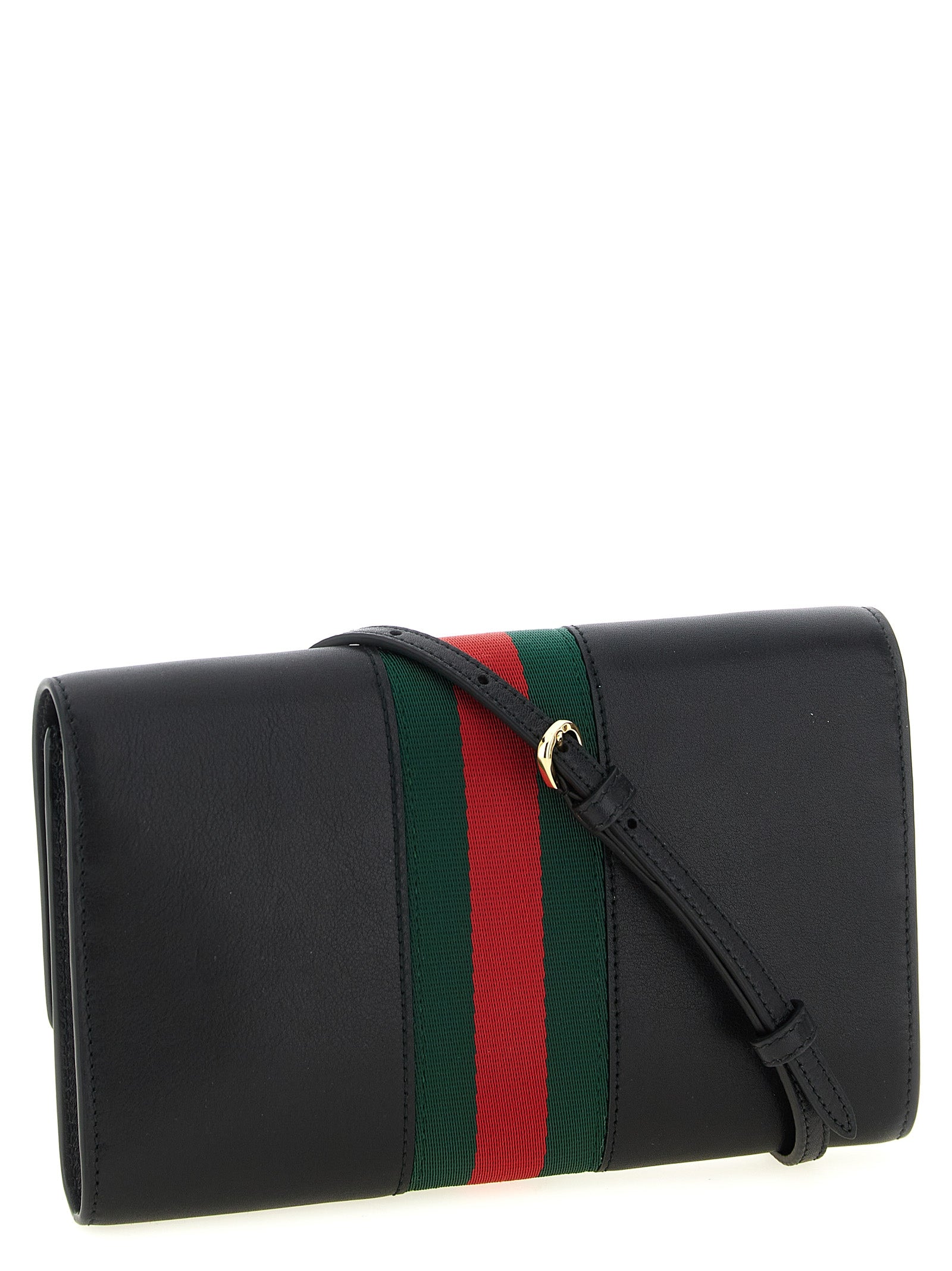 Gucci Black Horsebit Web Cardholder Calf Leather
