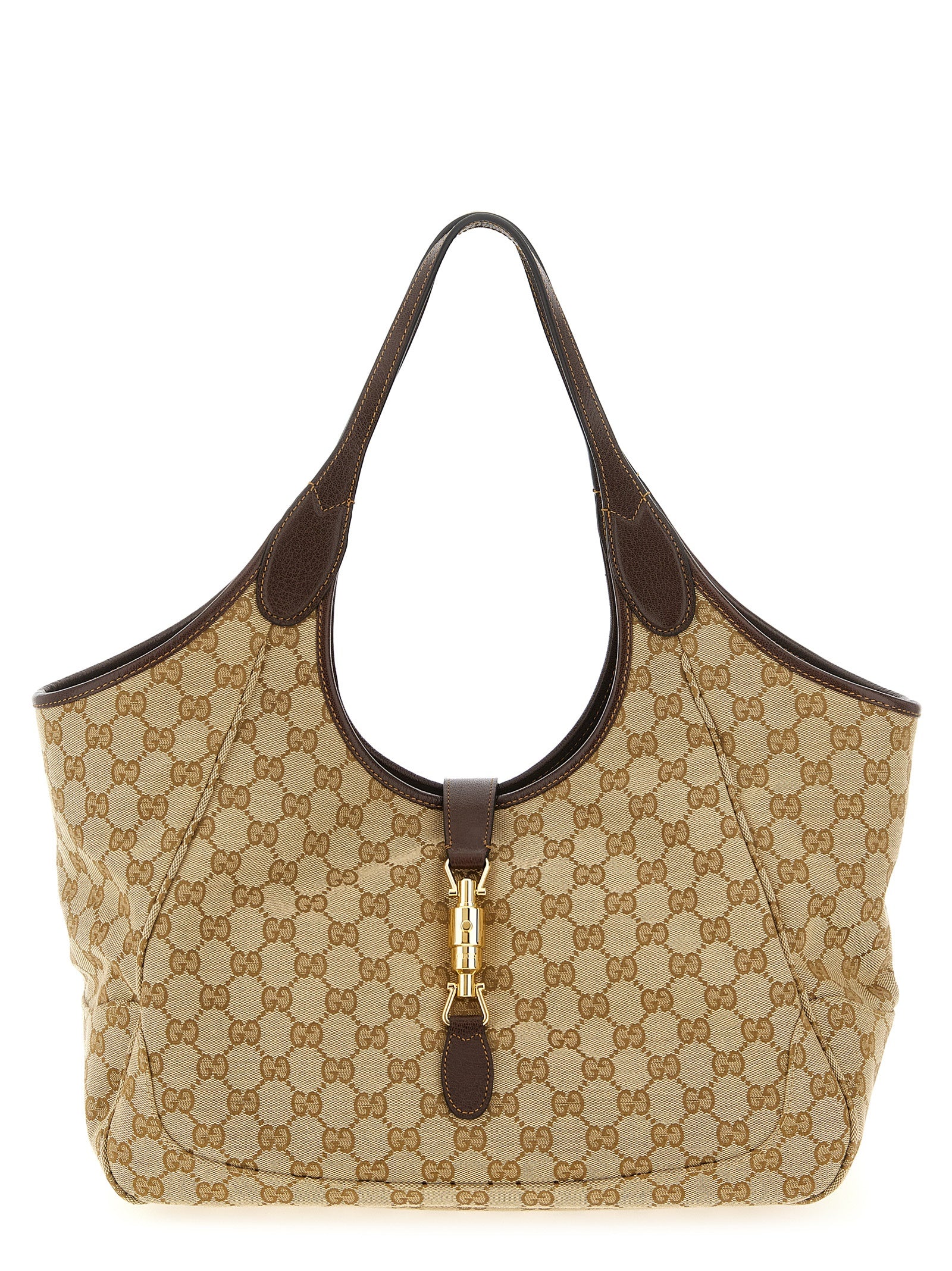 Gucci Beige Mercato Tote Nylon Cotton Polyester