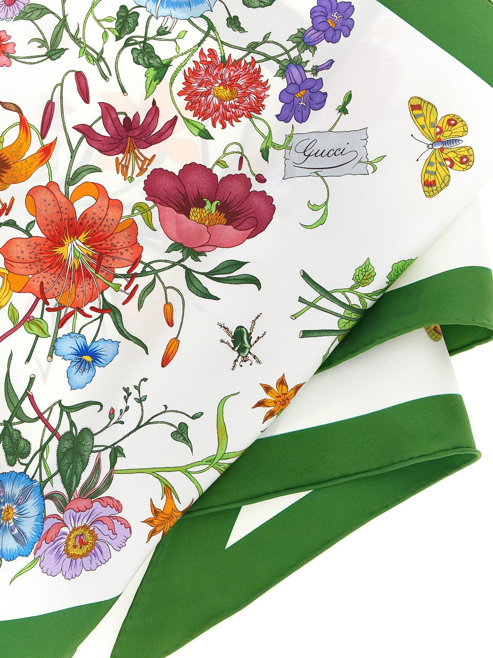 Gucci White Flora Silk Foulard