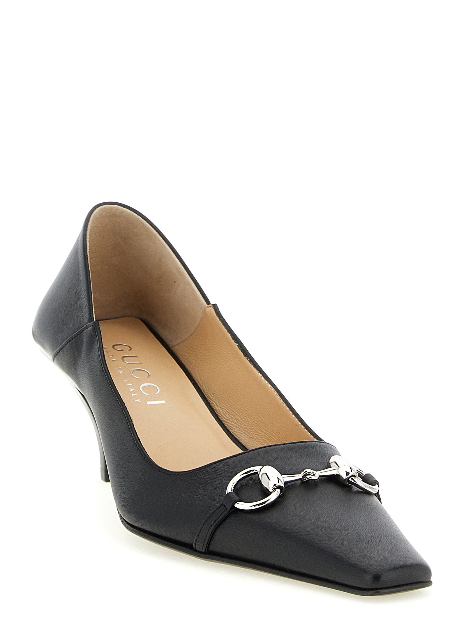 Gucci Black Nappa Vittoria Lambskin Mid Heel Pumps