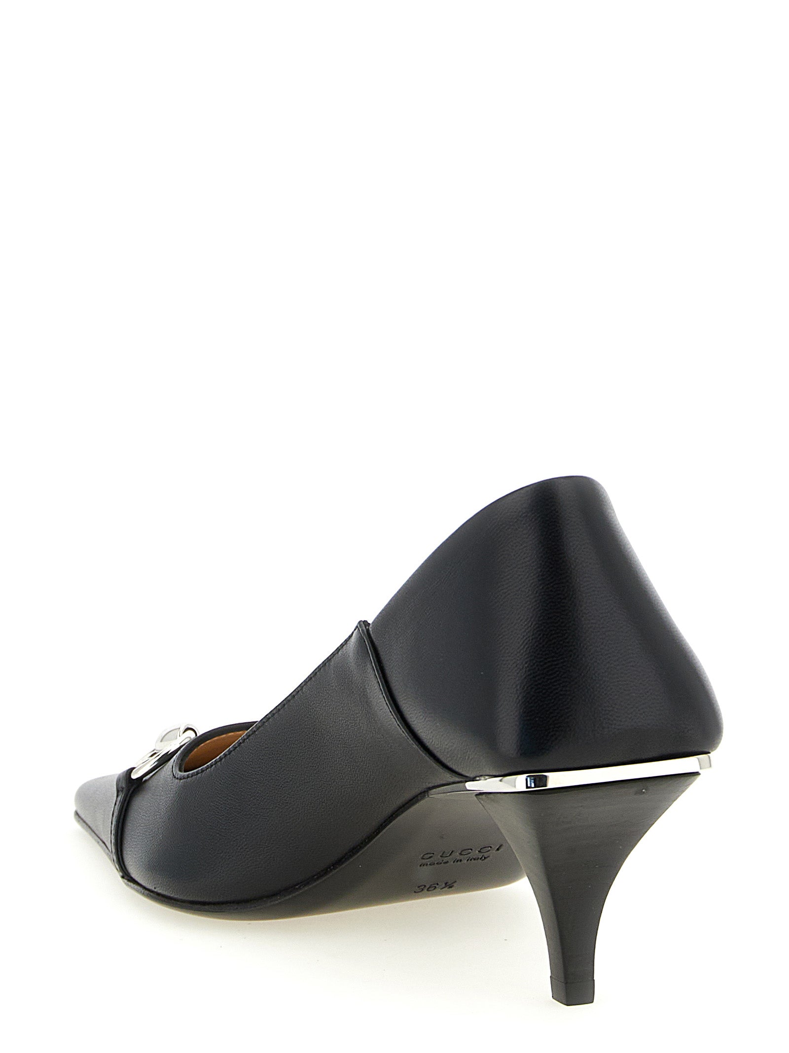 Gucci Black Nappa Vittoria Lambskin Mid Heel Pumps