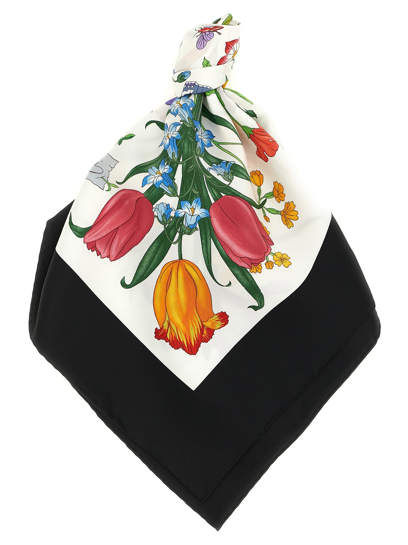 Gucci Black Silk Twill Carré Scarf
